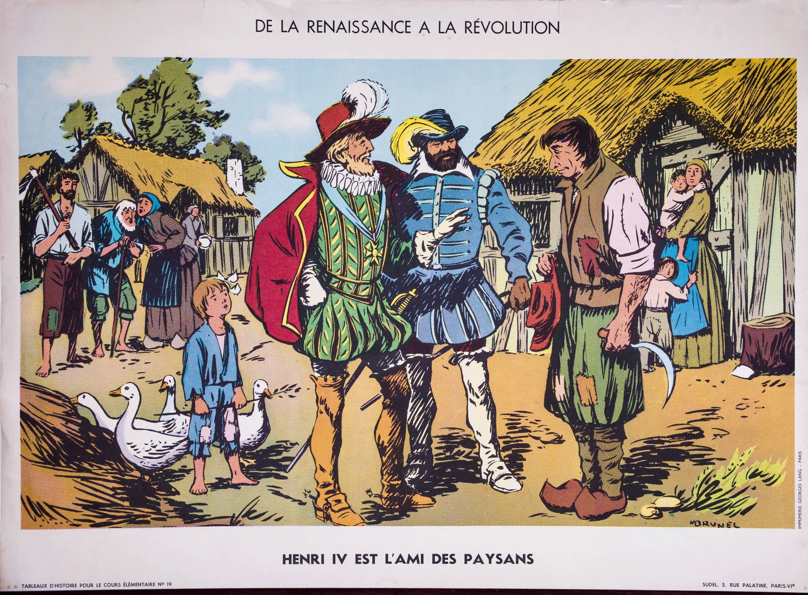 Vintage History School Poster, Georges Lang (No. 19 & 23) - Double-Sided - 2