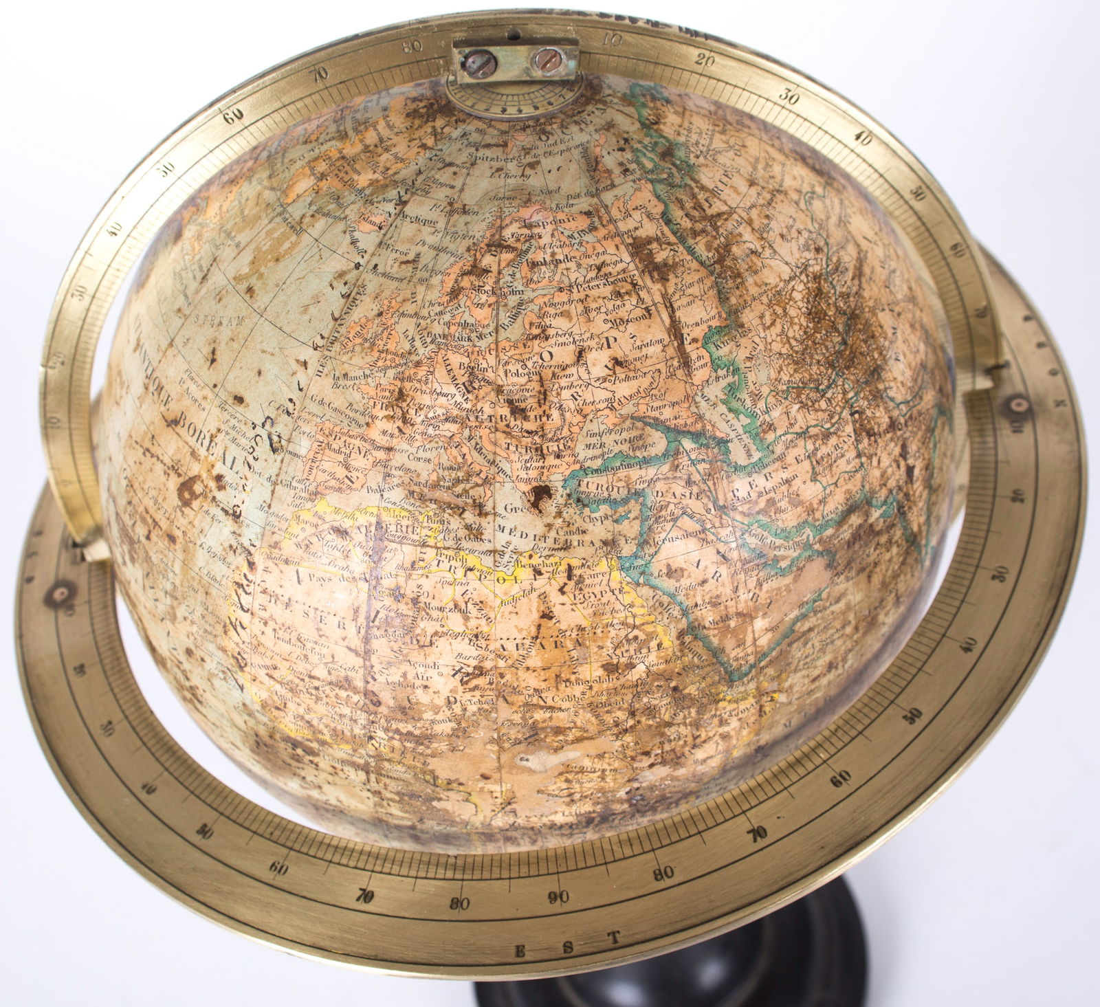 1870 Berteaux French antique terrestrial globe 7 " Delamarche successor - 2