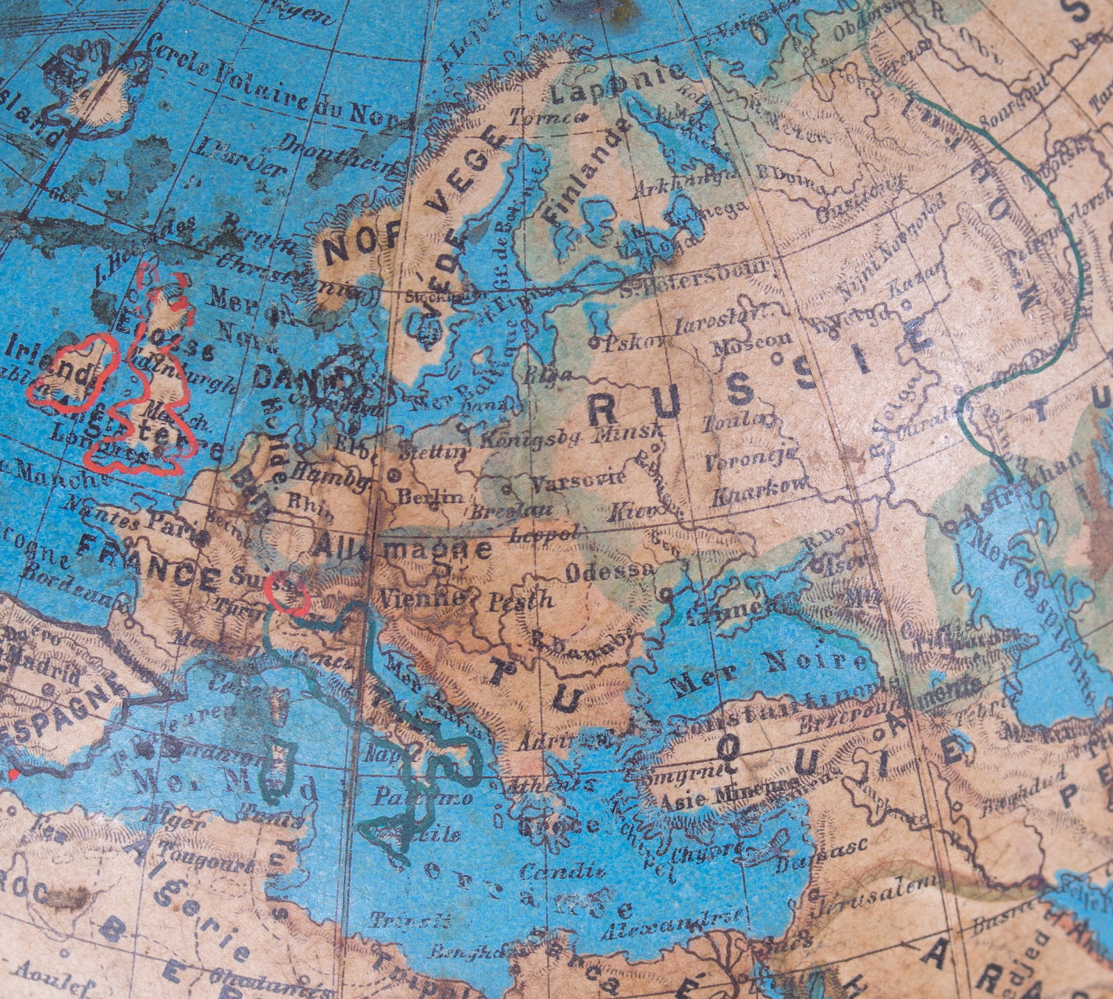 1860's 7" Vivien de Saint Martin Shotte editor French terrestrial globe - 3