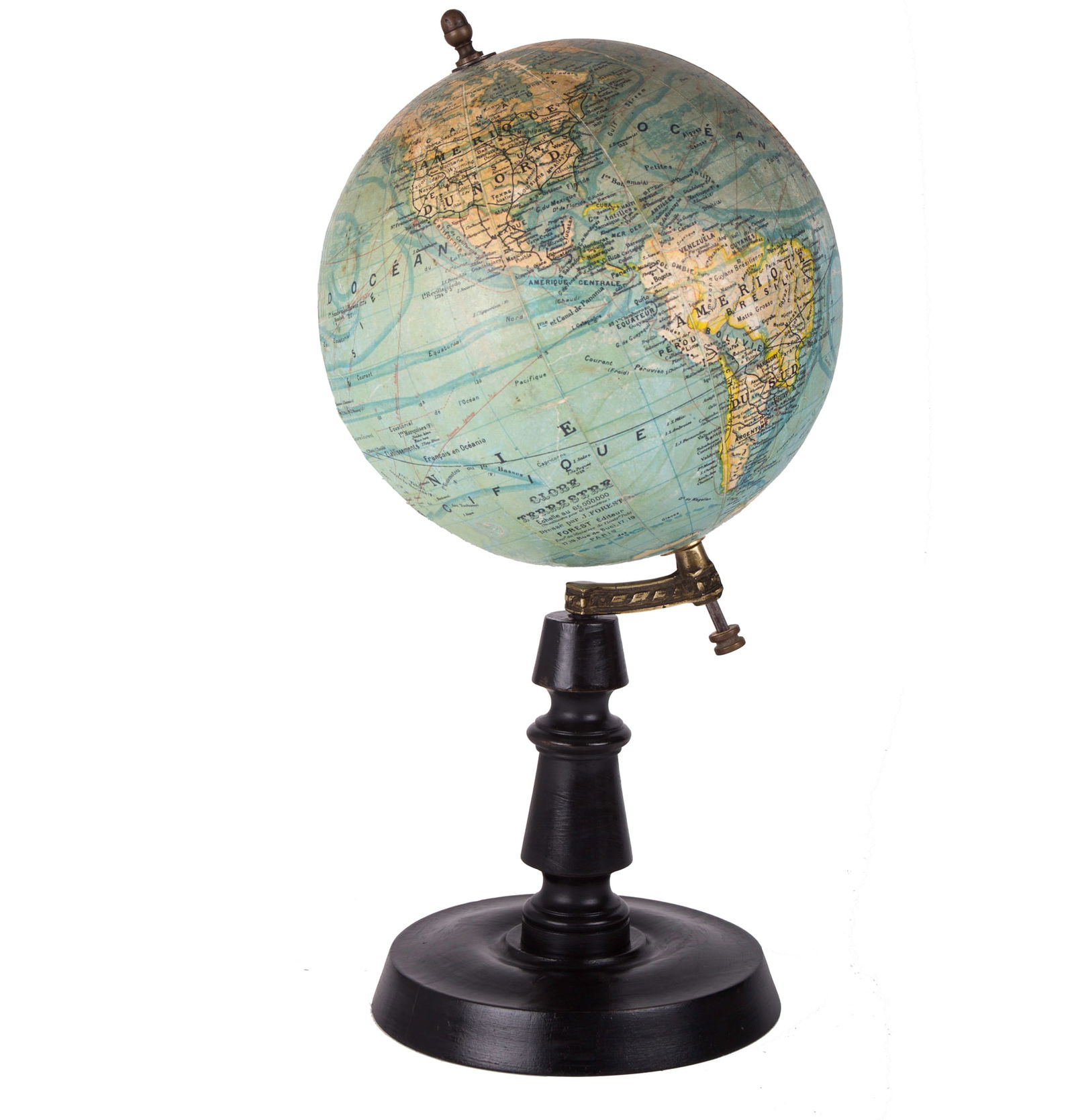 1925's 9" ANTIQUE FRENCH TERRESTRIAL GLOBE Forest - 2