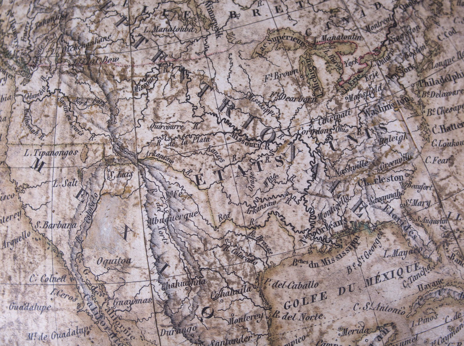 1831 Charles Dien 14" FRENCH TERRESTRIAL GLOBE ANTIQUE BRASS MERIDIEN - 5