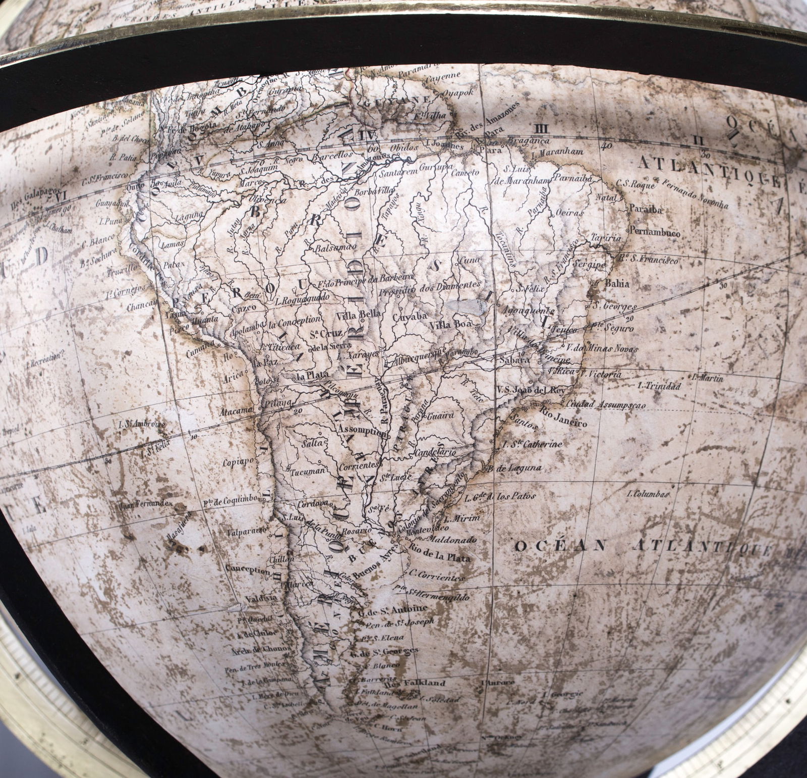 1831 Charles Dien 14" FRENCH TERRESTRIAL GLOBE ANTIQUE BRASS MERIDIEN - 7