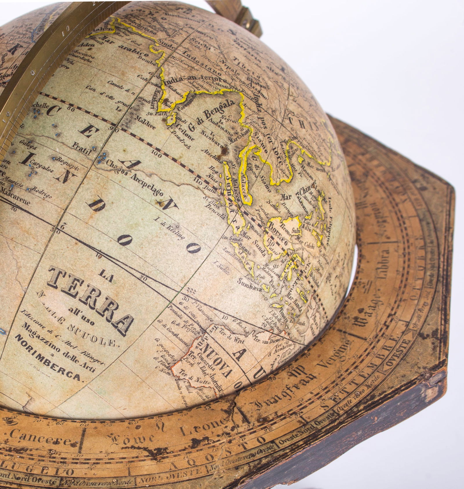 Abel Klinger 6 inches terrestrial globe 1860 Italian edition - 5