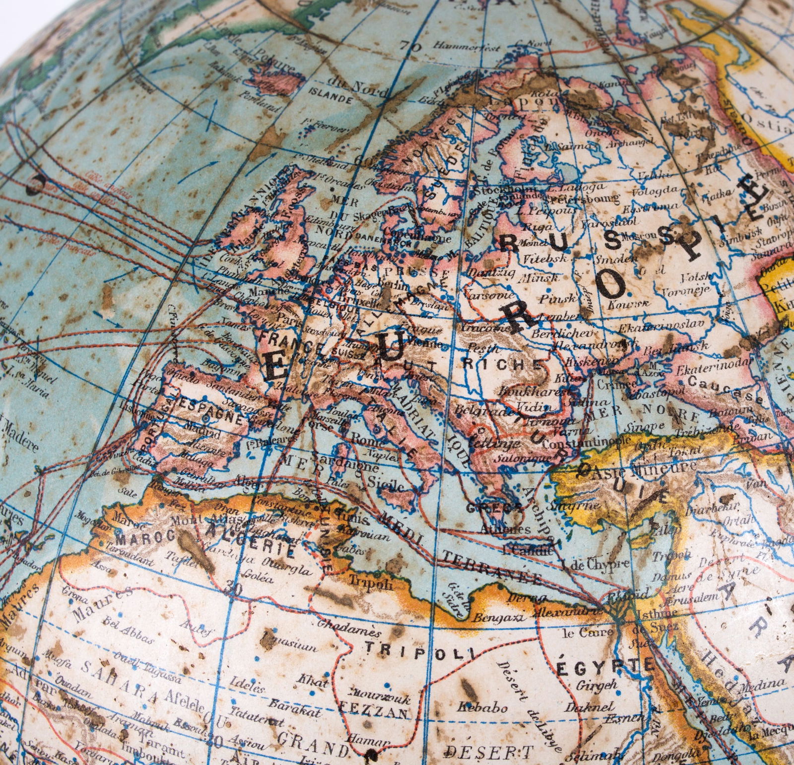 French Ikelmer terrestrial globe 11 inches 1880 school globe - 2