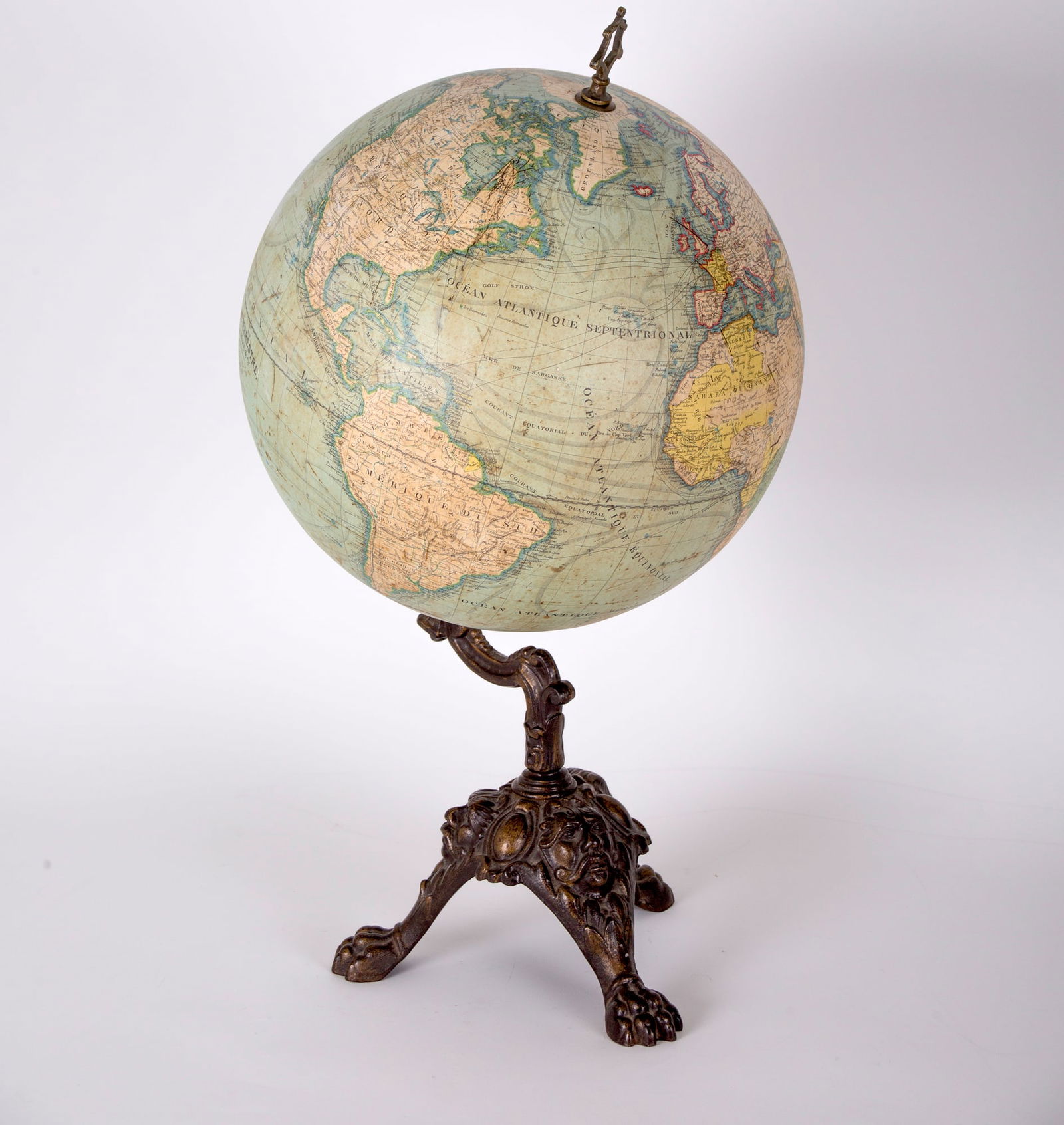 LEBEGUE 14" FRENCH TERRESTRIAL GLOBE ANTIQUE - 6