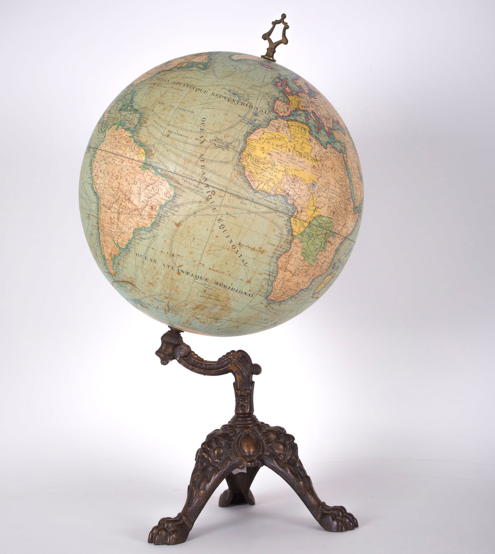 LEBEGUE 14" FRENCH TERRESTRIAL GLOBE ANTIQUE - 8