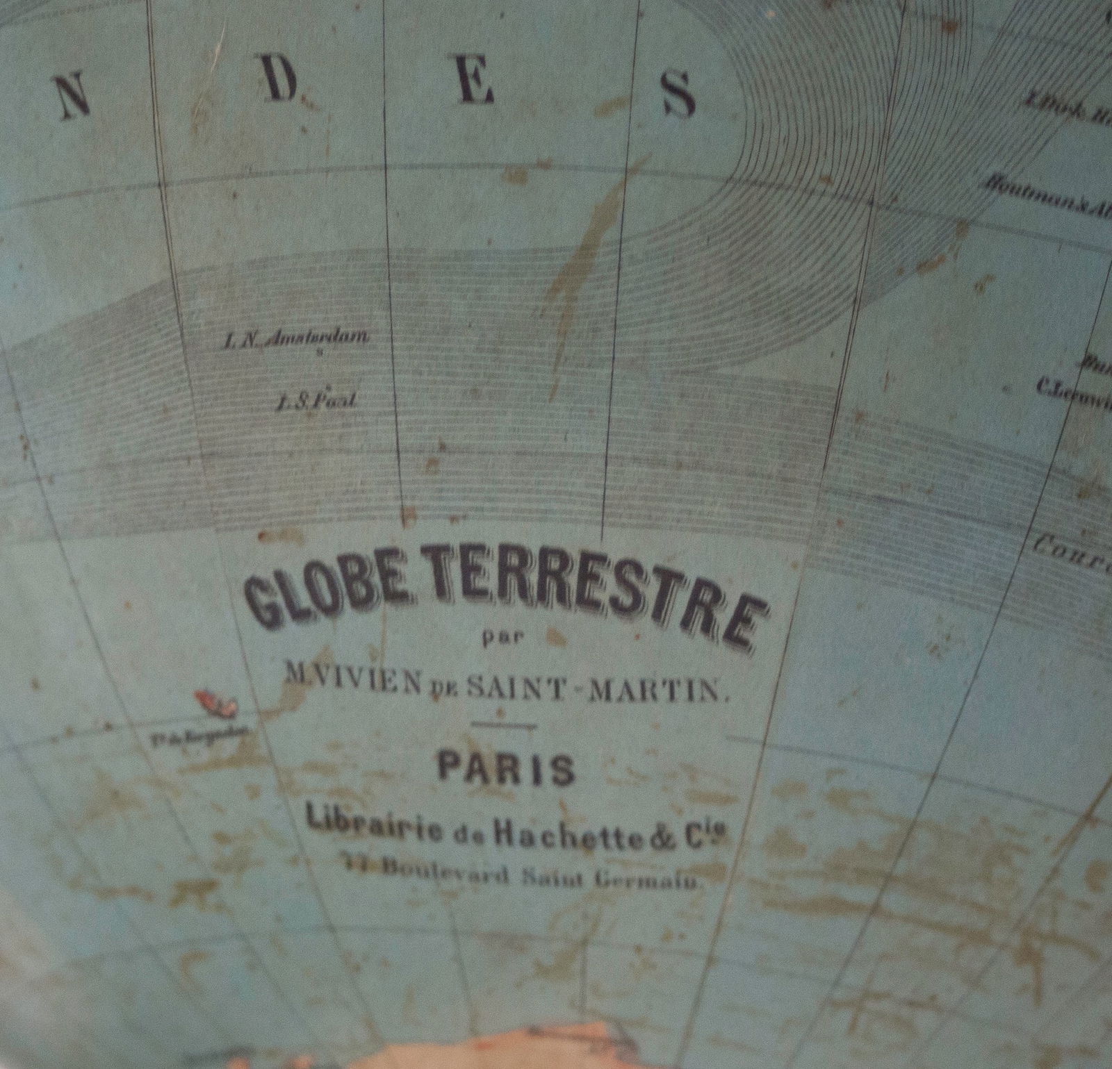 LEBEGUE 14" FRENCH TERRESTRIAL GLOBE ANTIQUE - 9