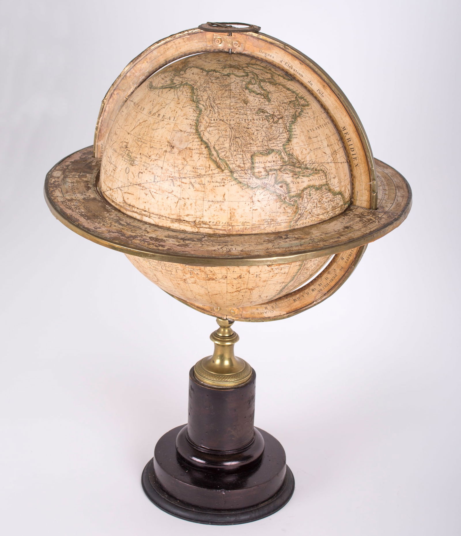 1820/30 French antique terrestrial globe 12" engraving Lapie geographer - 3