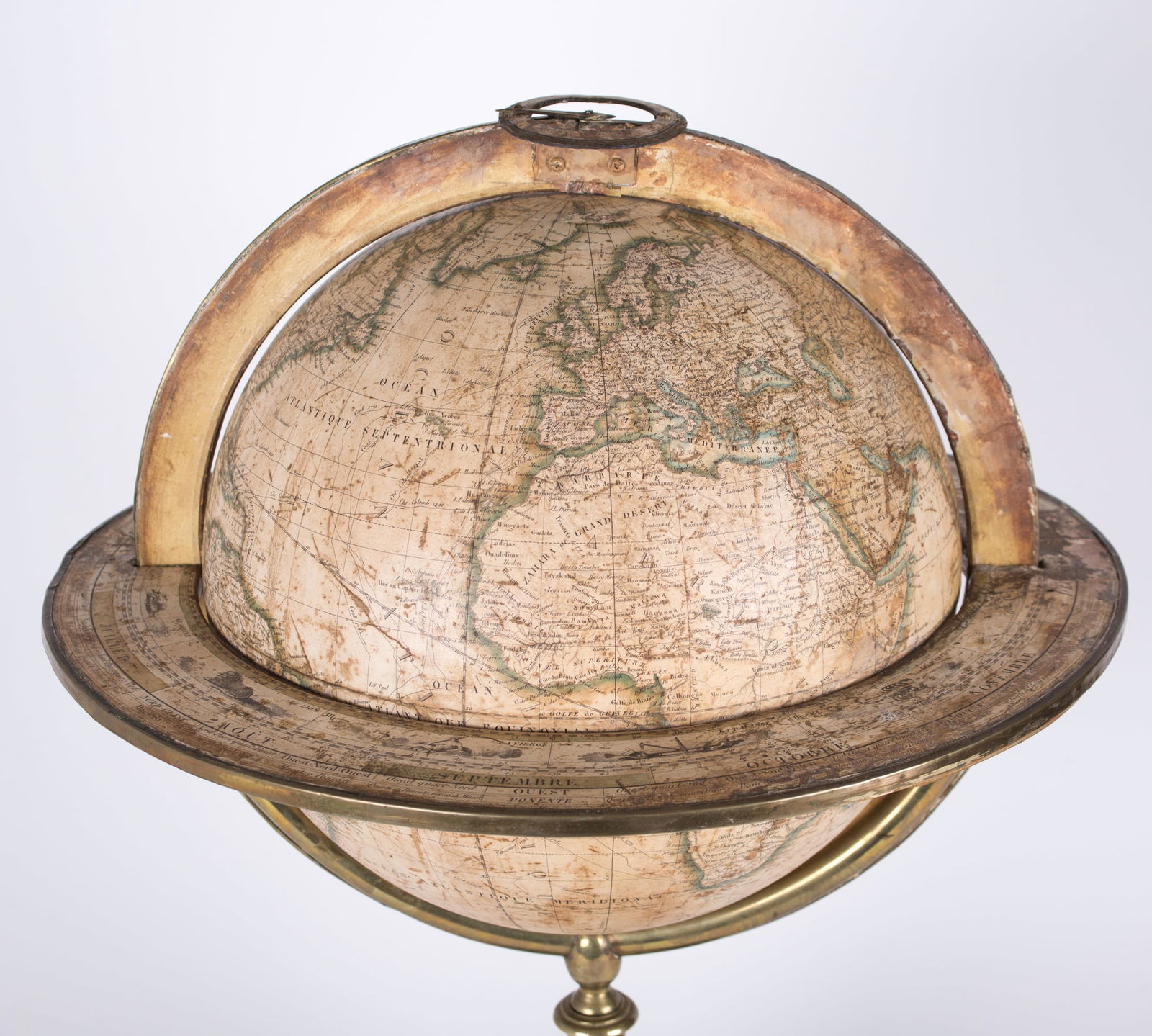 1820/30 French antique terrestrial globe 12" engraving Lapie geographer - 5