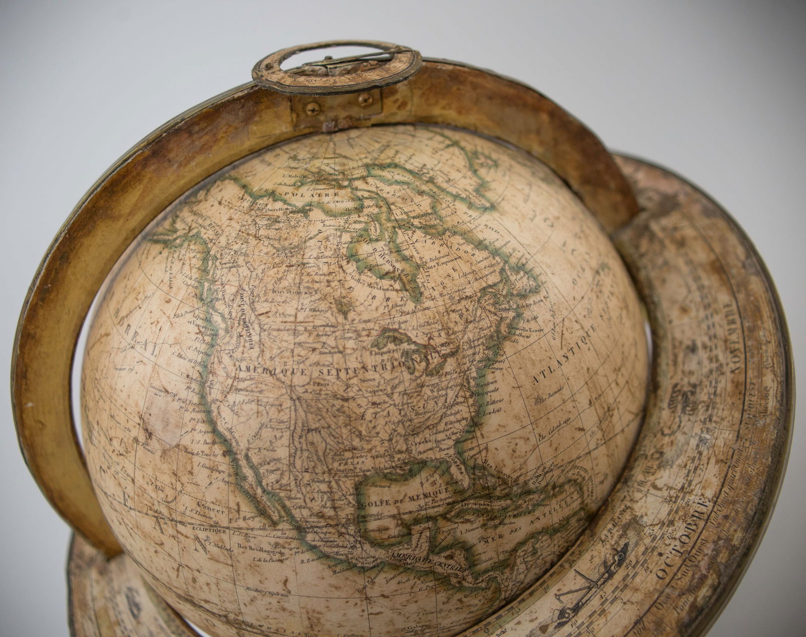 1820/30 French antique terrestrial globe 12" engraving Lapie geographer - 8