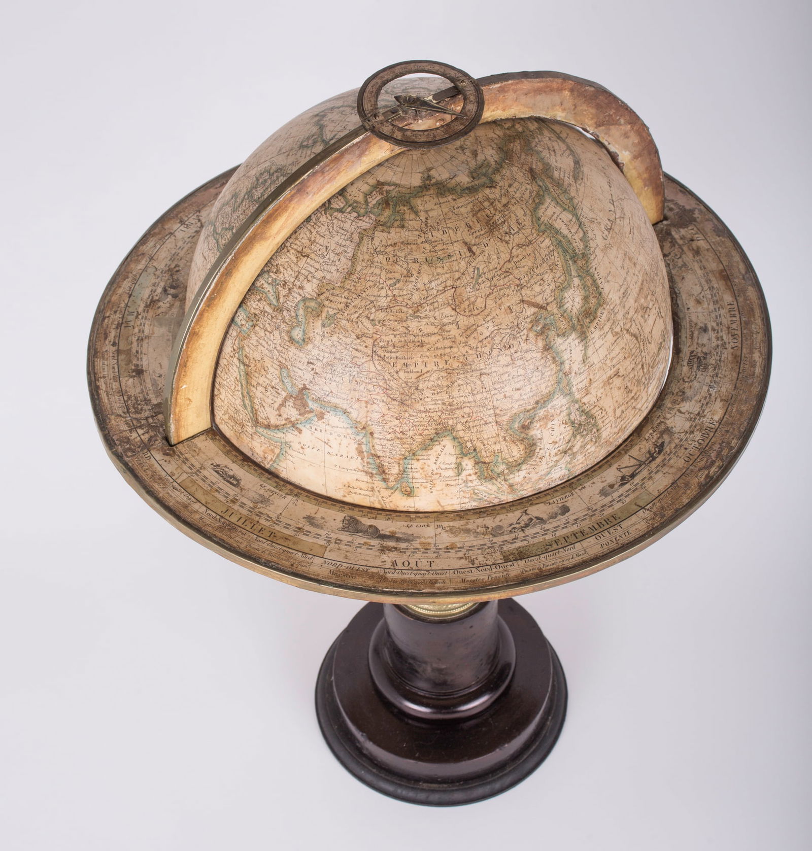 1820/30 French antique terrestrial globe 12" engraving Lapie geographer - 9