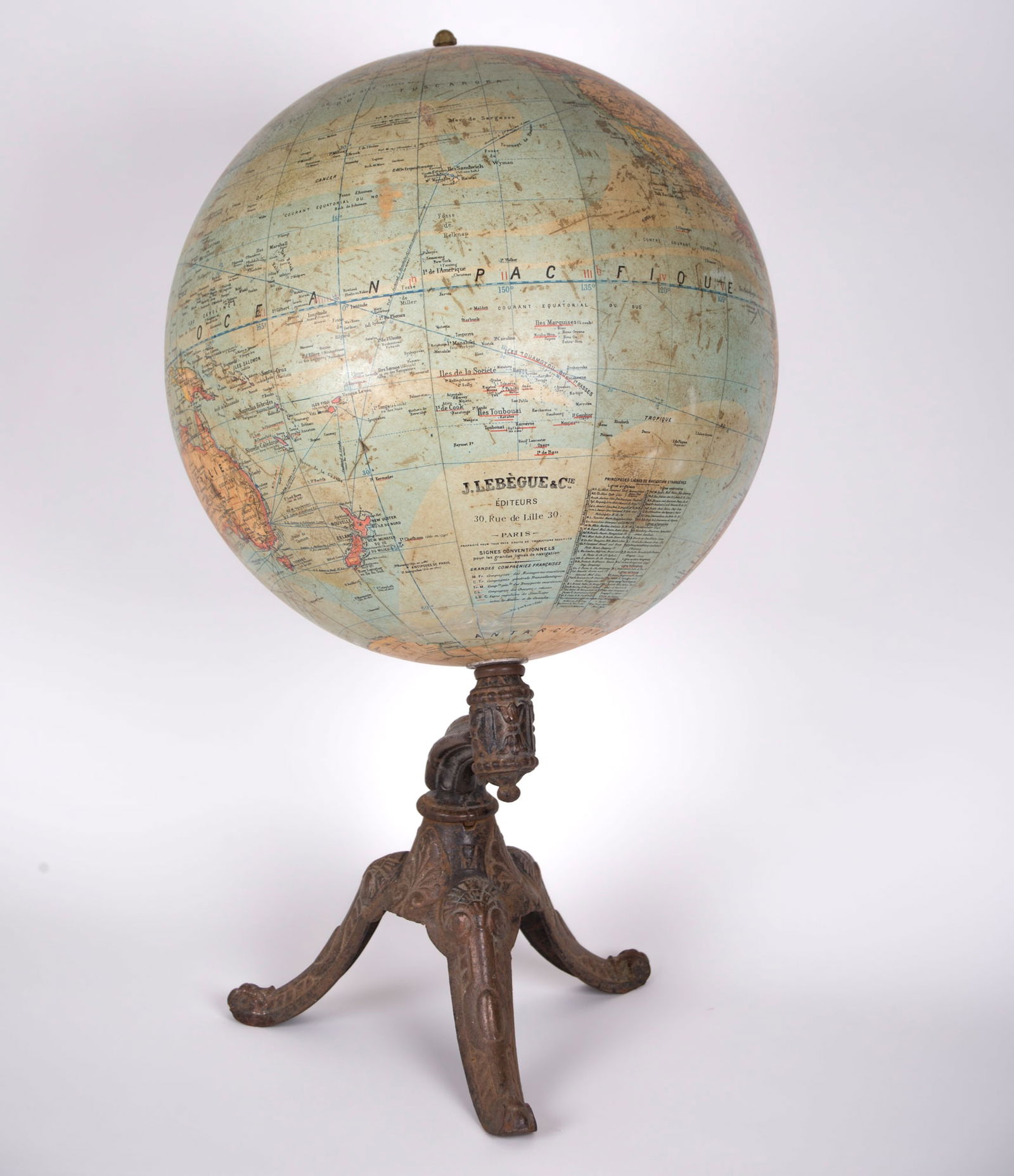 1880 LEBEGUE 17" FRENCH TERRESTRIAL GLOBE ANTIQUE Dubail editor - 12