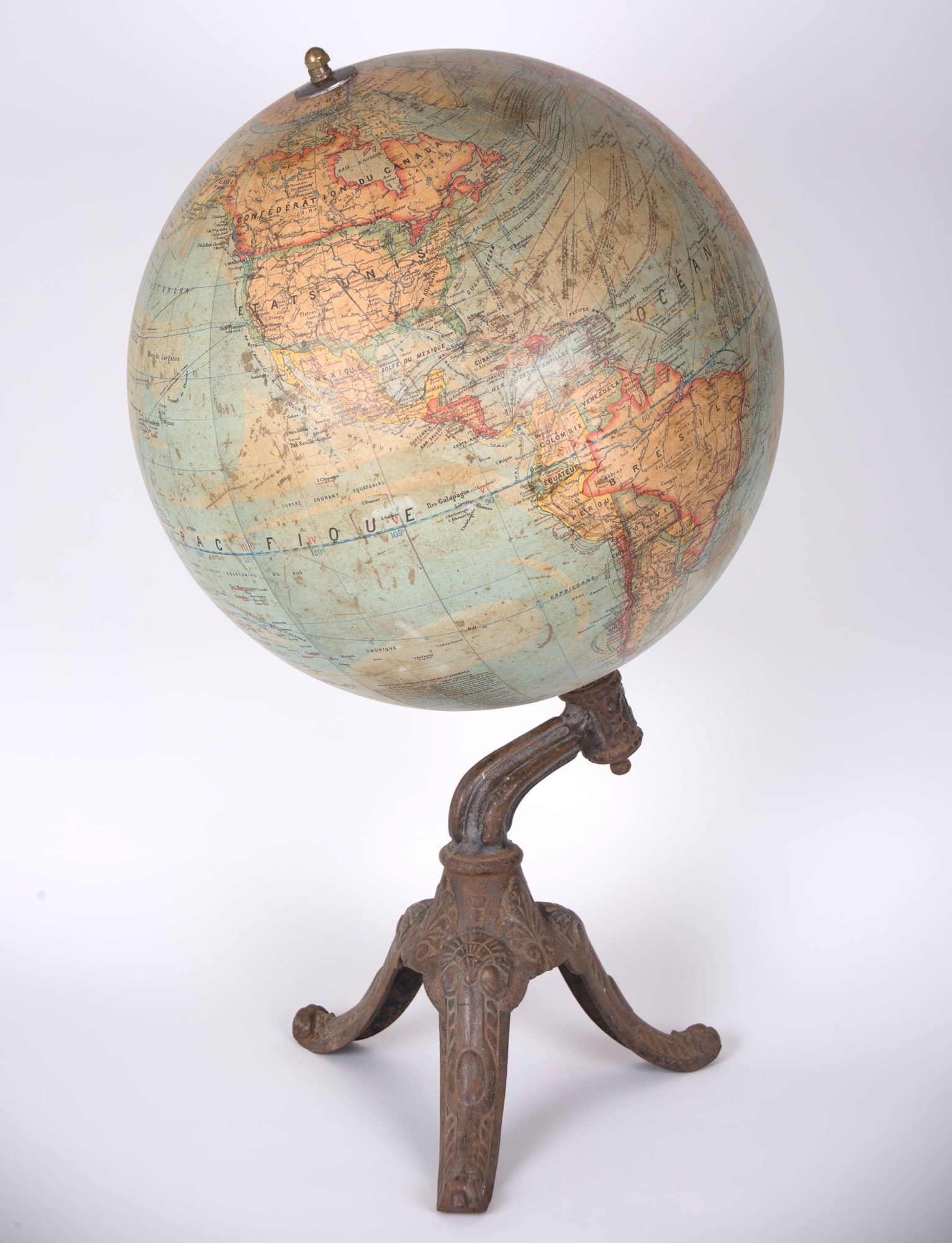 1880 LEBEGUE 17" FRENCH TERRESTRIAL GLOBE ANTIQUE Dubail editor - 2