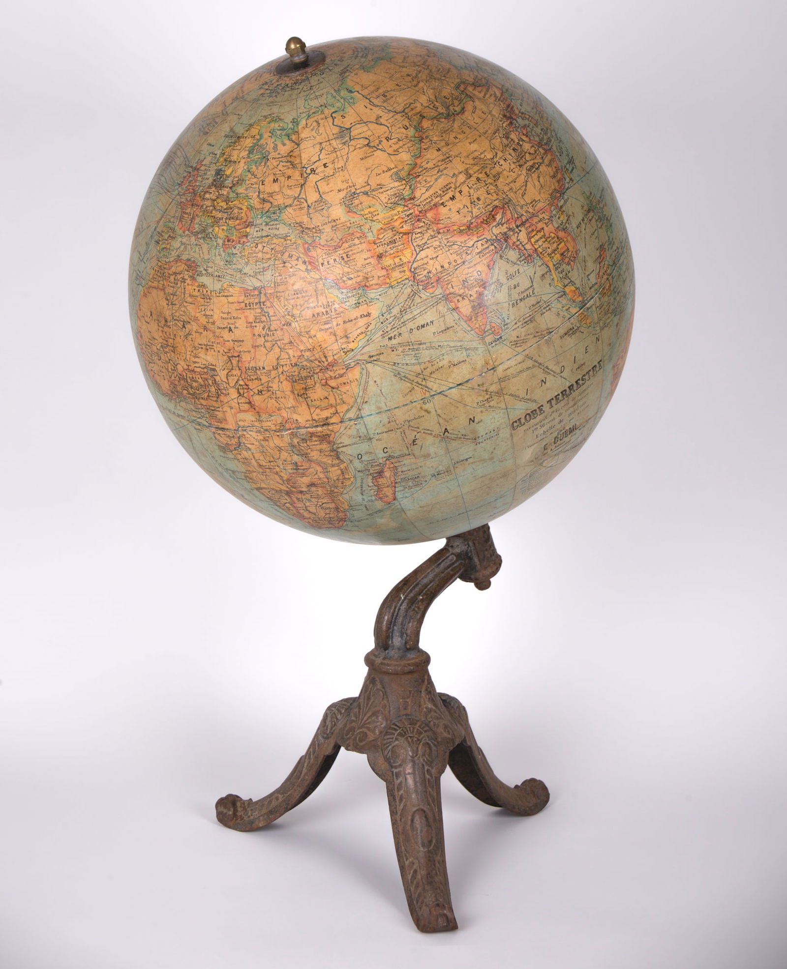 1880 LEBEGUE 17" FRENCH TERRESTRIAL GLOBE ANTIQUE Dubail editor - 3