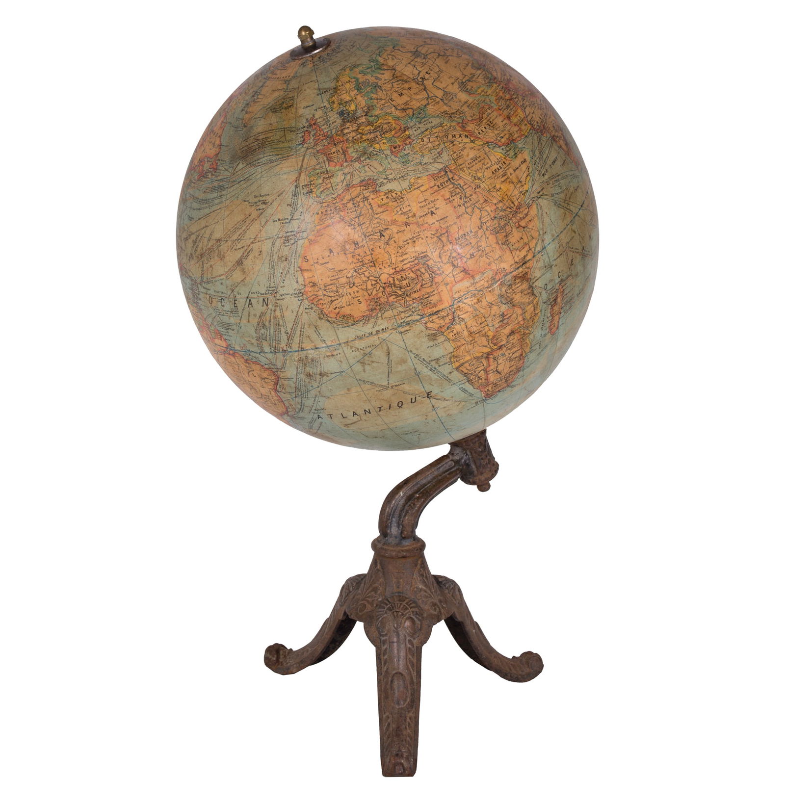 1880 LEBEGUE 17" FRENCH TERRESTRIAL GLOBE ANTIQUE Dubail editor - 4