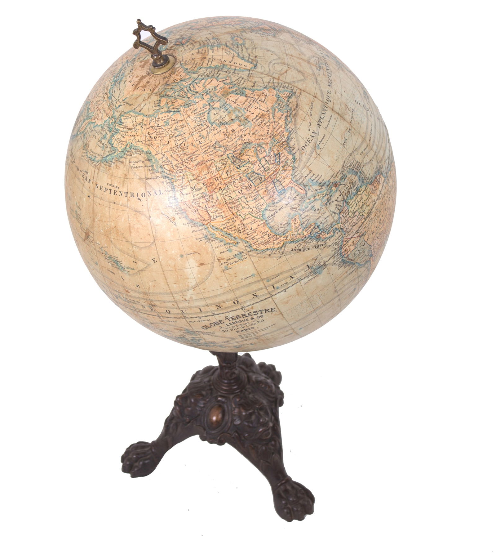 1880 LEBEGUE 14" Pair FRENCH TERRESTRIAL GLOBE with Celestial globe ANTIQUE - 8