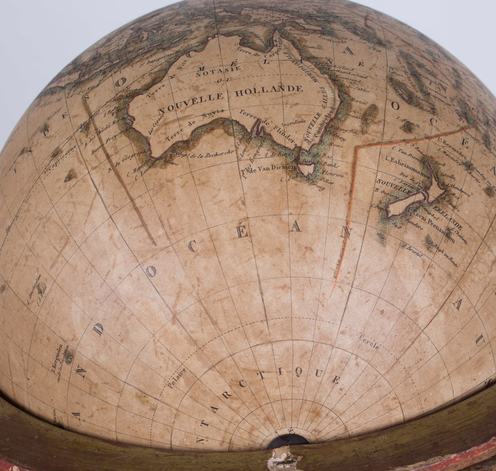 1820 French antique terrestrial globe 10" cooper engraving Lapie geograp - 5