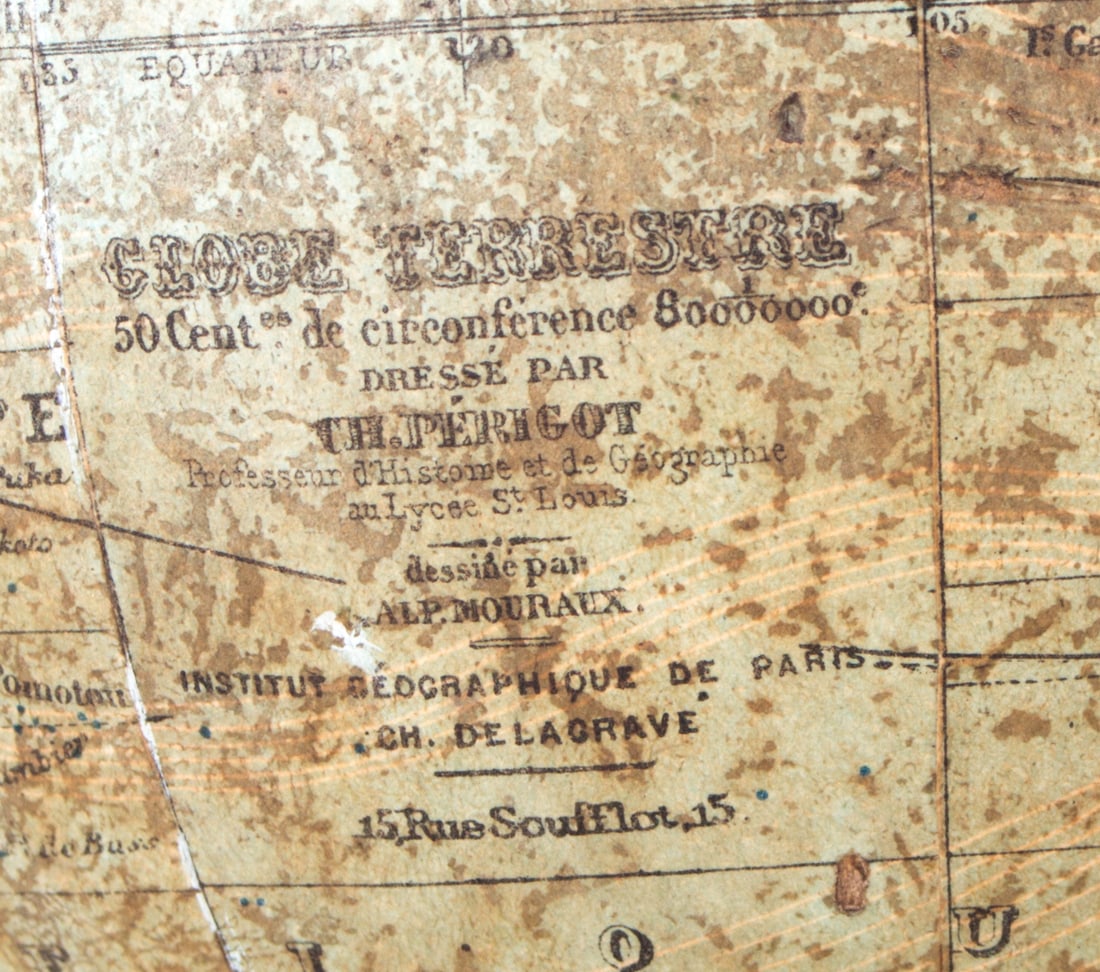 Delagrave desk top French terrestrial globe 1871 - 5