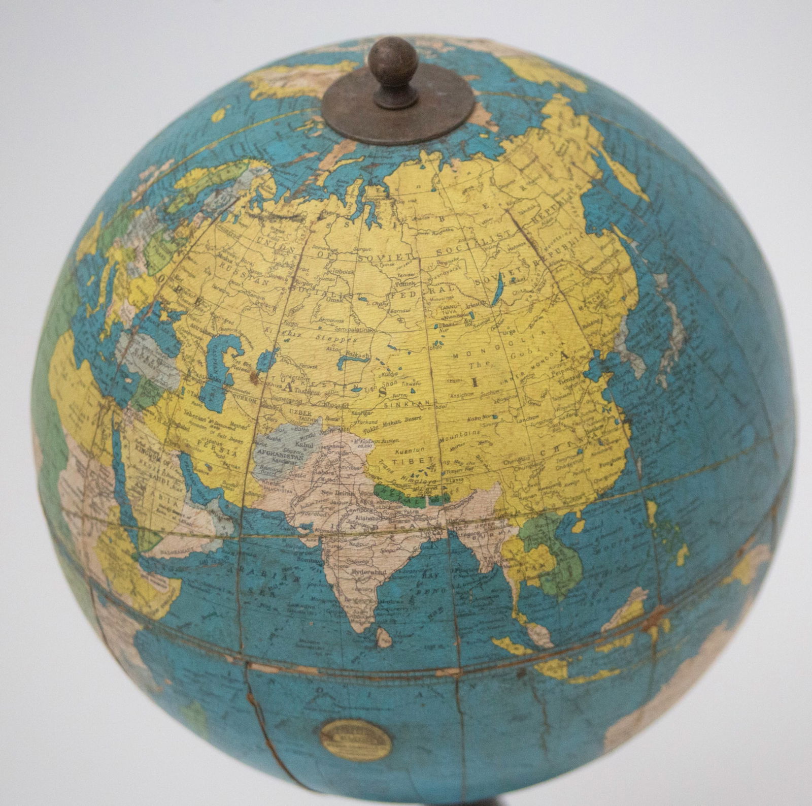 6" TERRESTRIAL ANTIQUE TABLE GLOBEWEBER COSTELLO 1930 - 2