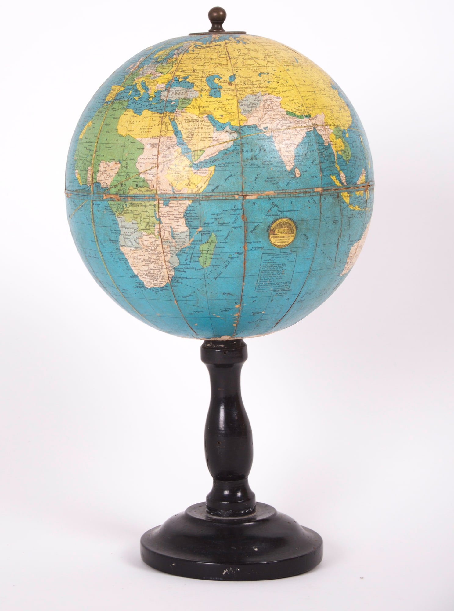 6" TERRESTRIAL ANTIQUE TABLE GLOBEWEBER COSTELLO 1930 - 7