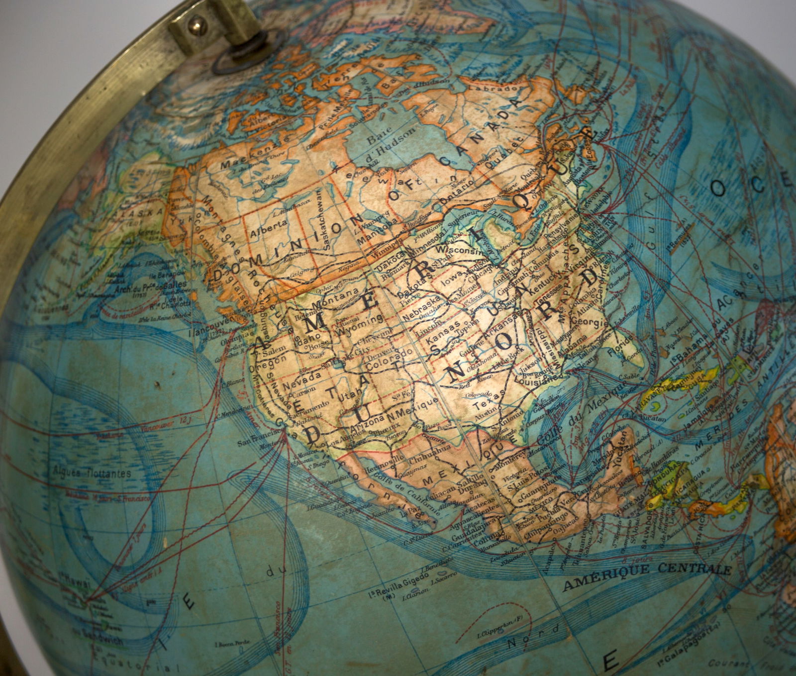 1925 14" ANTIQUE FRENCH TERRESTRIAL GLOBE FOREST table top - 3