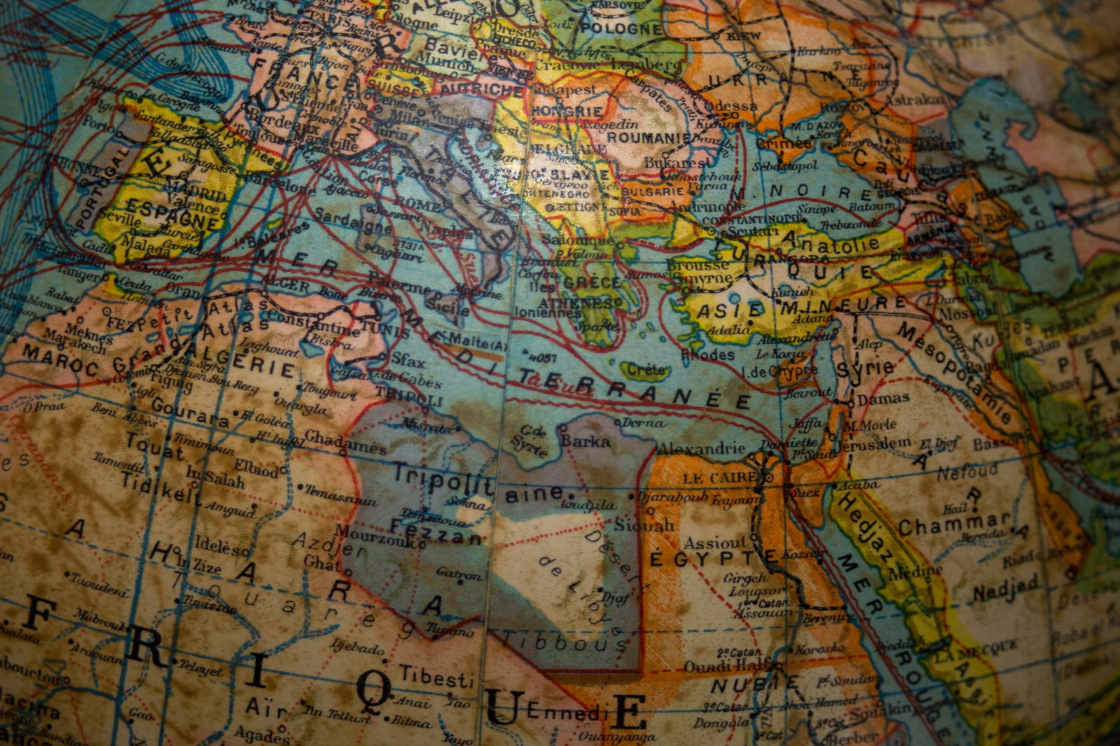 1925 14" ANTIQUE FRENCH TERRESTRIAL GLOBE FOREST table top - 4