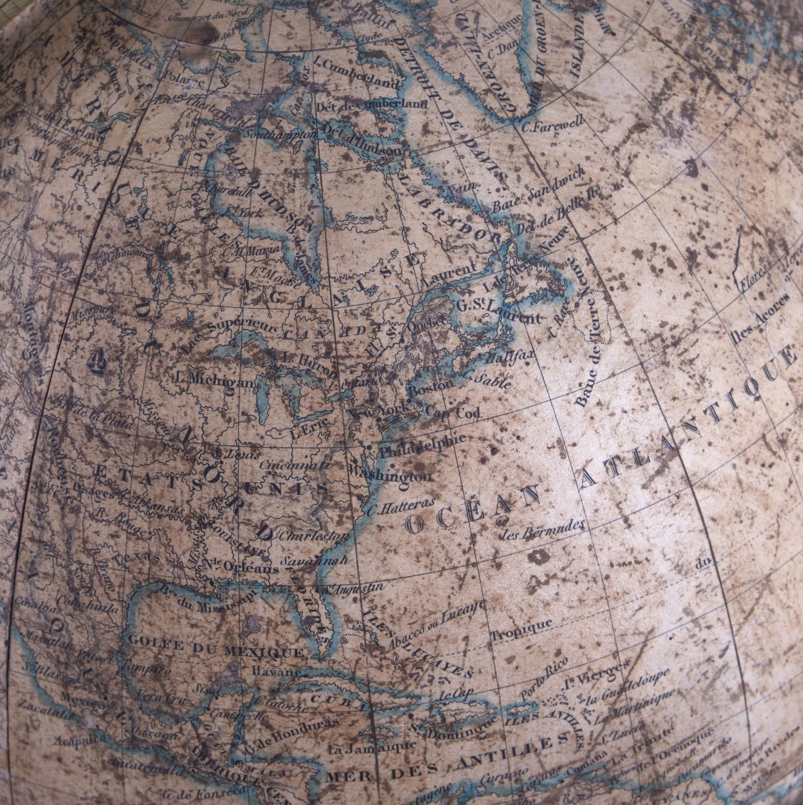 1844 Charles Dien 10" FRENCH TERRESTRIAL GLOBE ANTIQUE BRASS MERIDIEN - 2