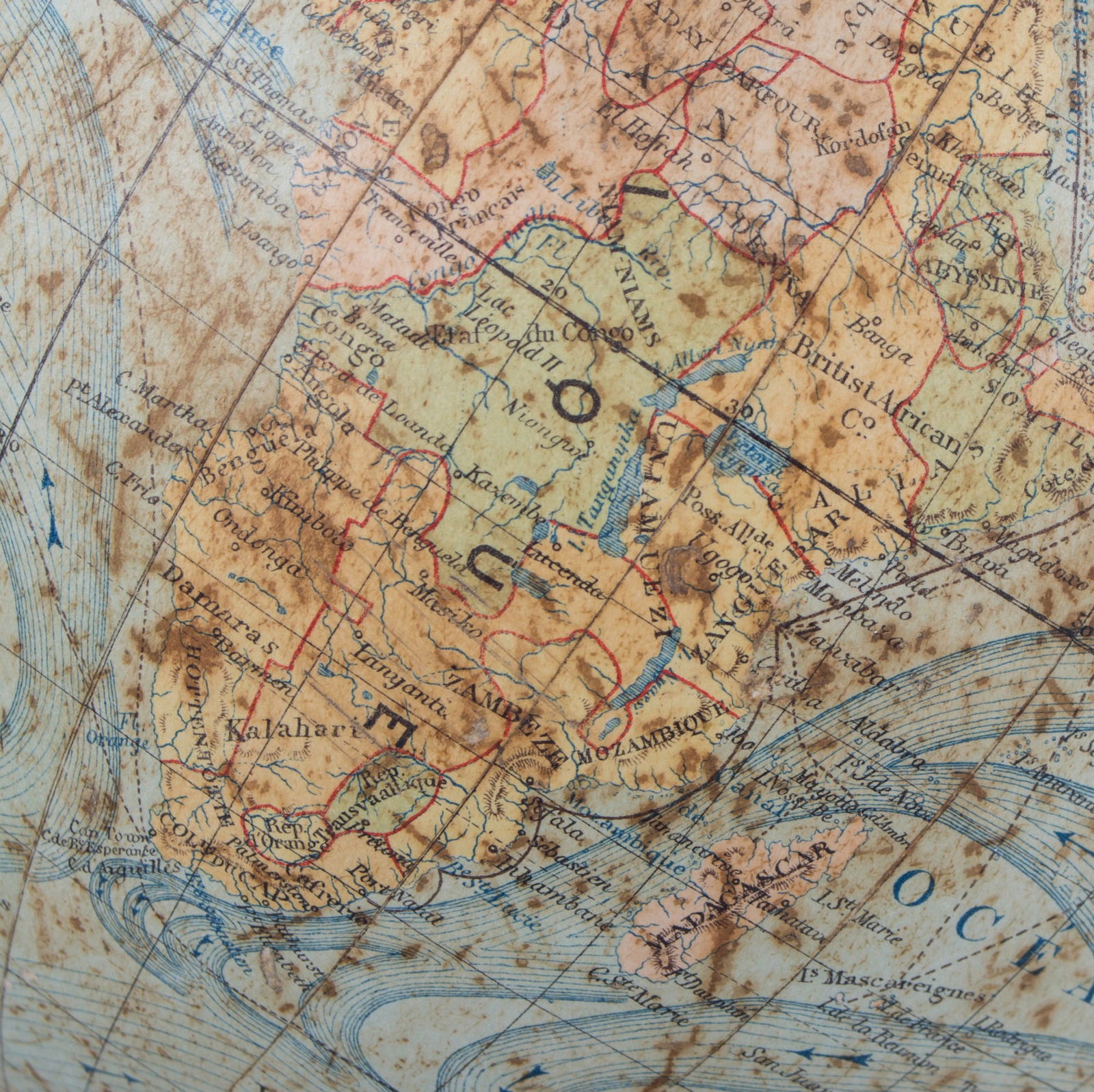 1880 Small 8" LEBEGUE FRENCH ANTIQUE TERRESTRIAL GLOBE MAPPEMONDE - 7