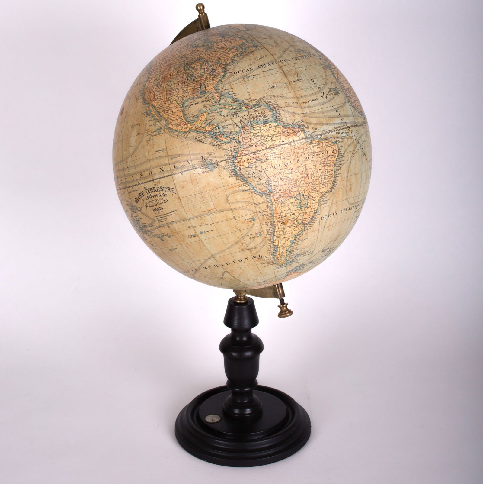 1890 LEBEGUE 12" FRENCH TERRESTRIAL GLOBE ANTIQUE - 5