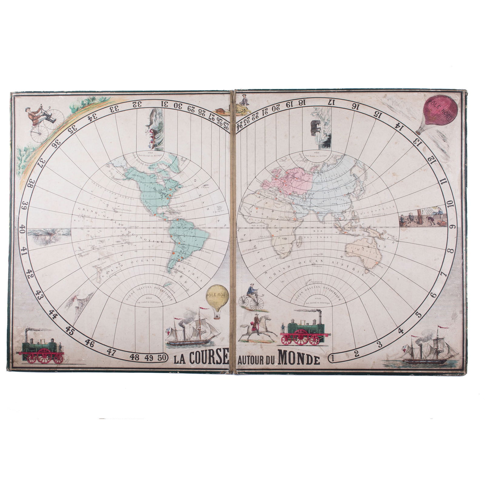 The Race Around the World, Coqueret, publisher, lithographs. H. Jannin, Paris," - 5