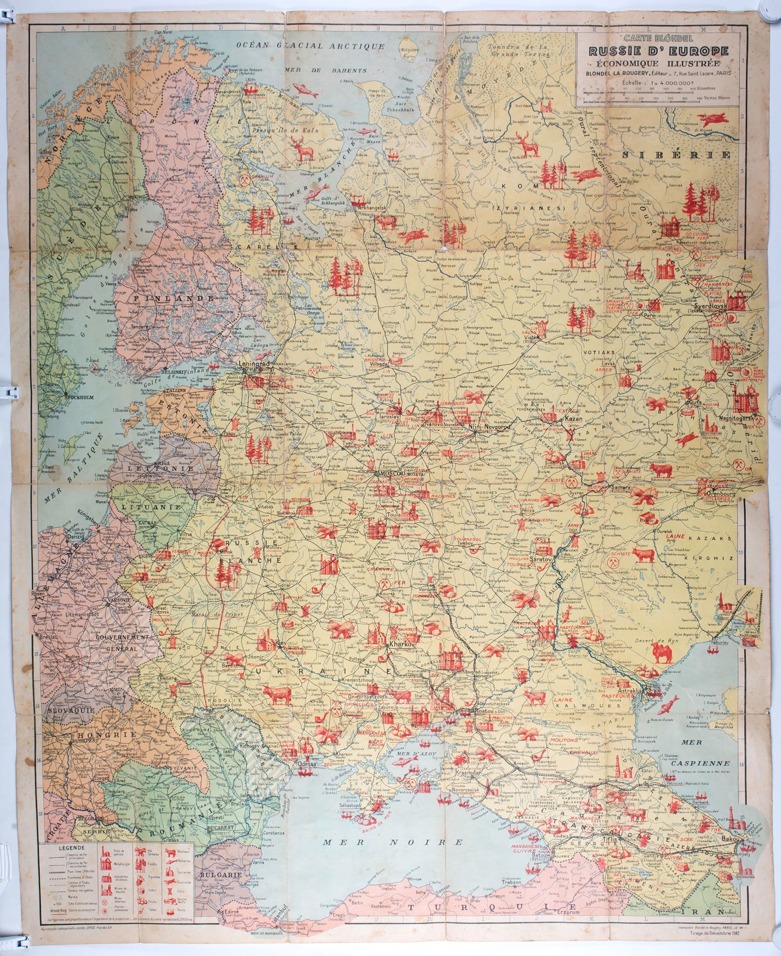 Large French map of the USSR /URSS 1941 school aid Soviet Union: Title: Large French map of the USSR /URSS 1941 school aid Soviet Union Description: Large and colorful school aid French map from 1941, Union des républiques socialistes soviétiques , Soviet