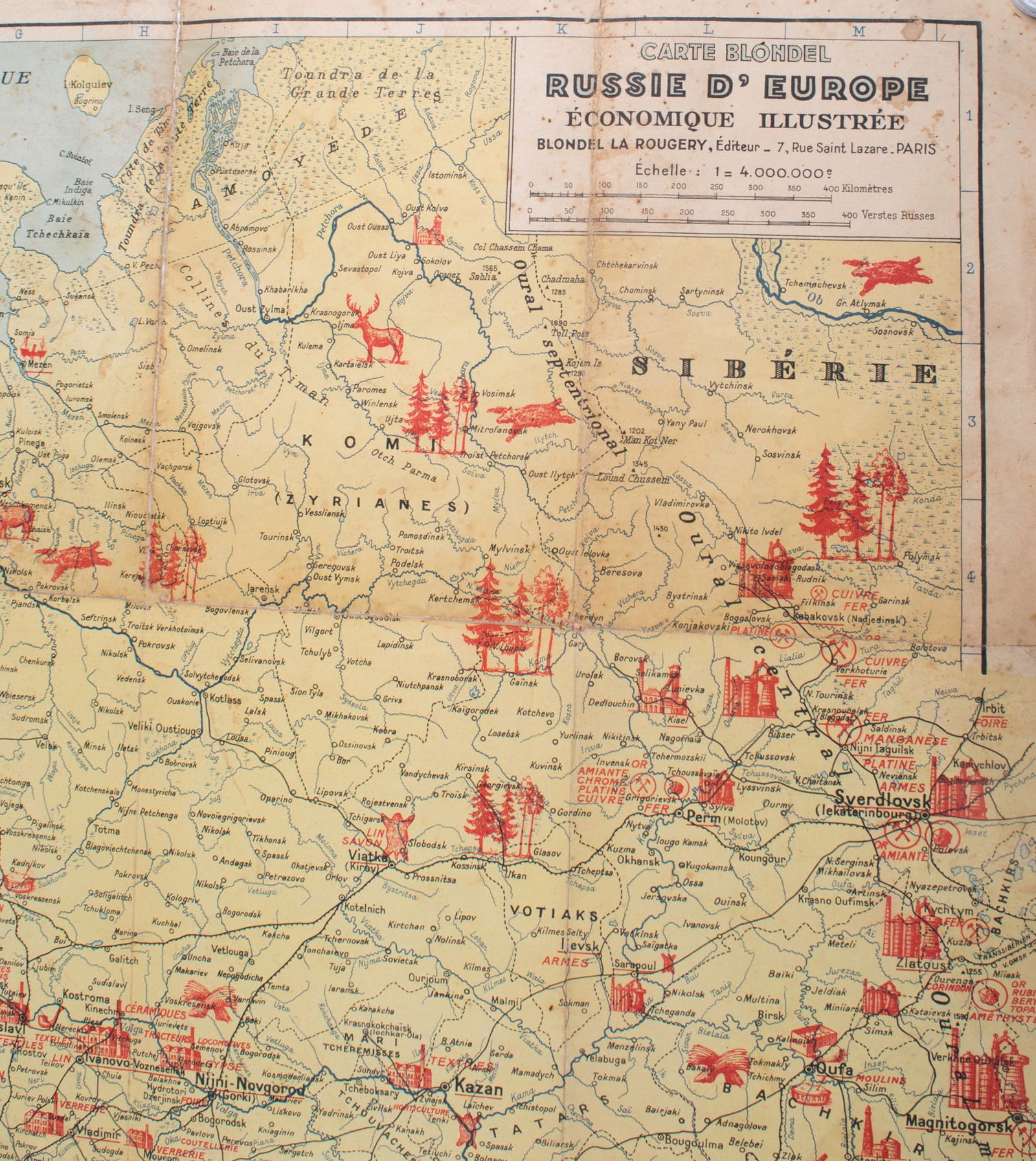 Large French map of the USSR /URSS 1941 school aid Soviet Union - 2