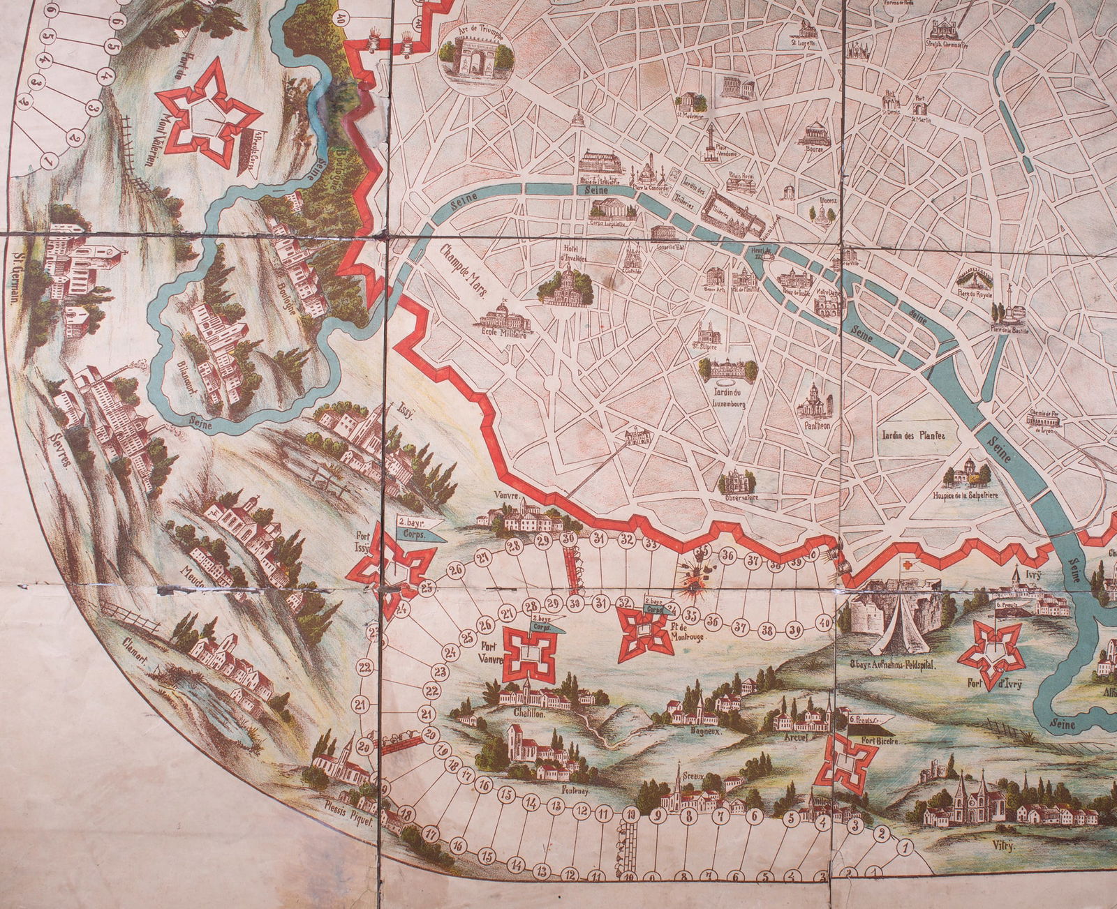 German Ludo game Paris map Franco-German War 1871 - 5