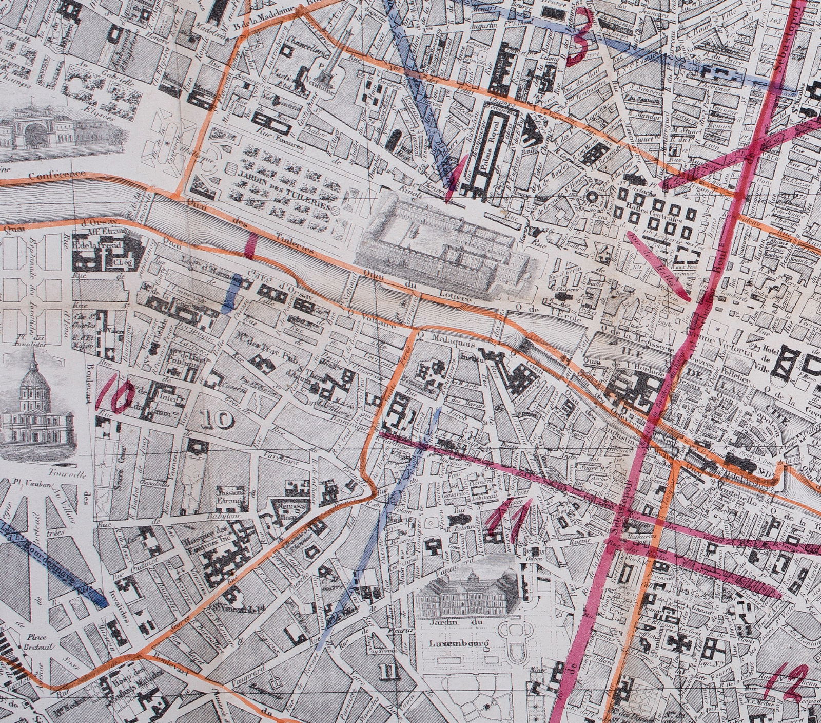 1859 LARGE FRENCH ANTIQUE MAP OF PARIS Felix Delamarche - 6