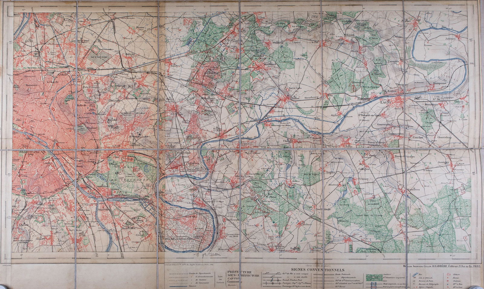 French map Andriveau Goujon Barere Environ de Paris East 1905 on lin - 2