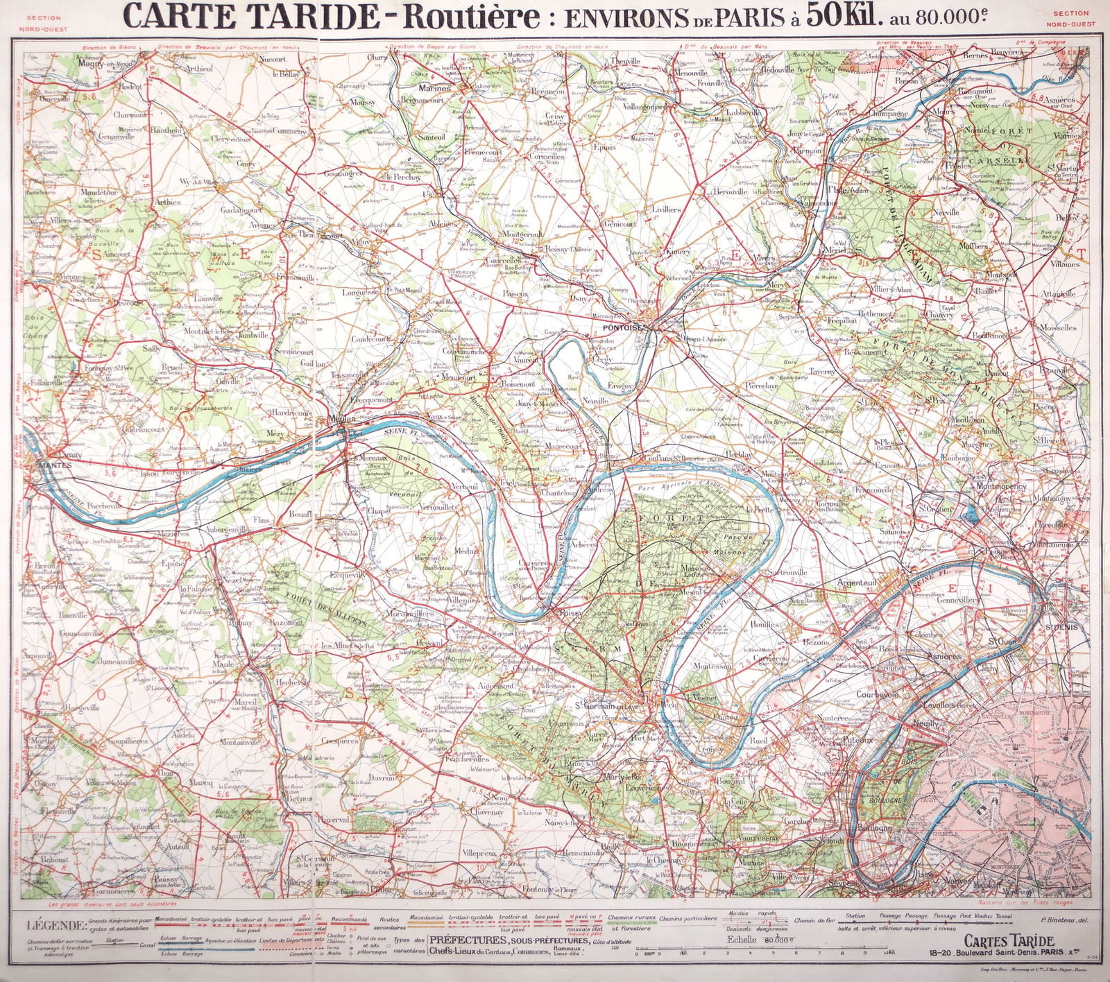 Environs de Paris roadmap Taride North west (surrending ) 31 miles - 2