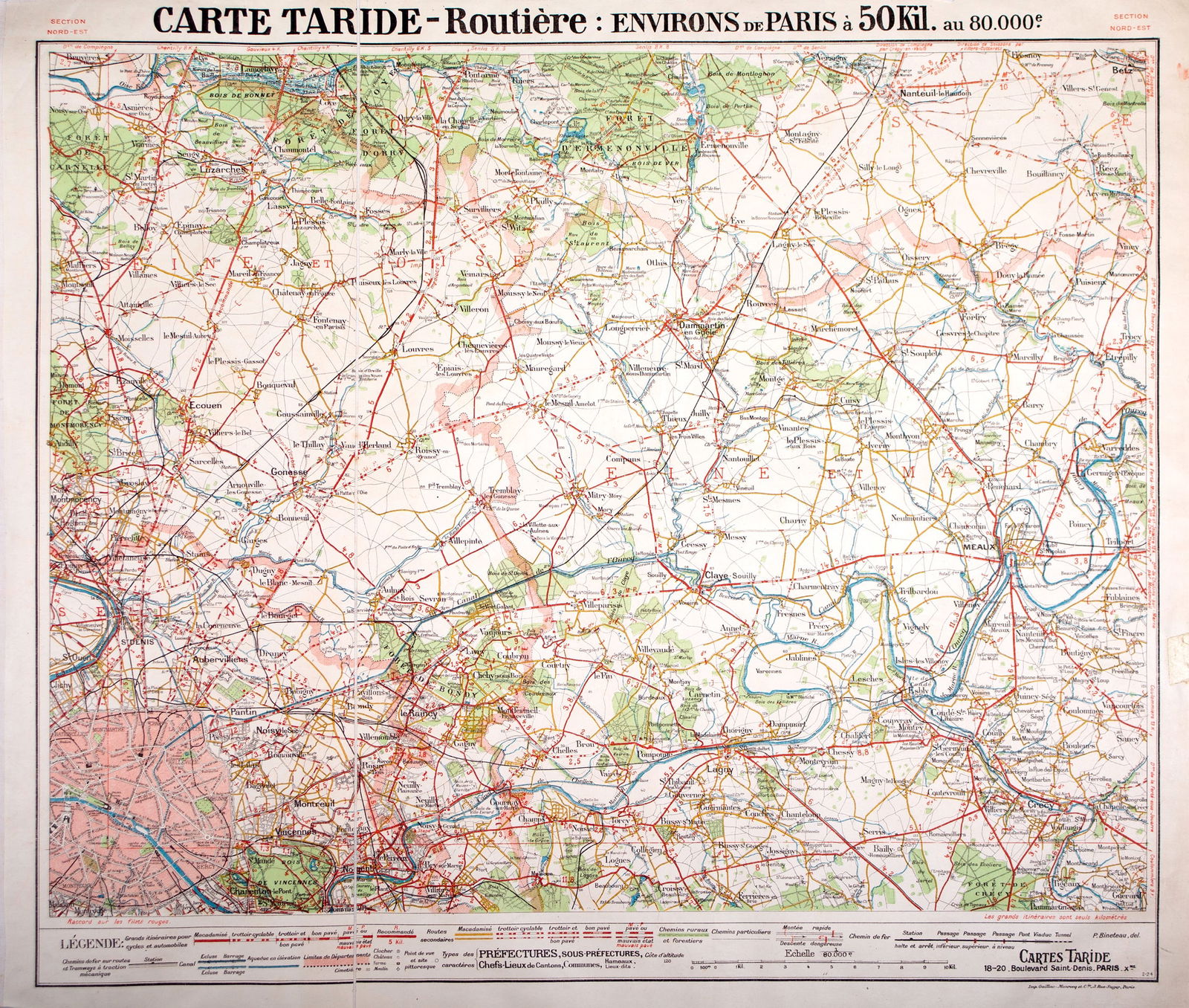 Environs de Paris roadmap Taride Nord east (surrending ) 31 miles: Title: Environs de Paris roadmap Taride Nord east (surrending ) 31 miles Description: Taride North east road map of Paris and its surrounding within 31 miles ( 50 kilometres ) at 1/80 000 scale from t
