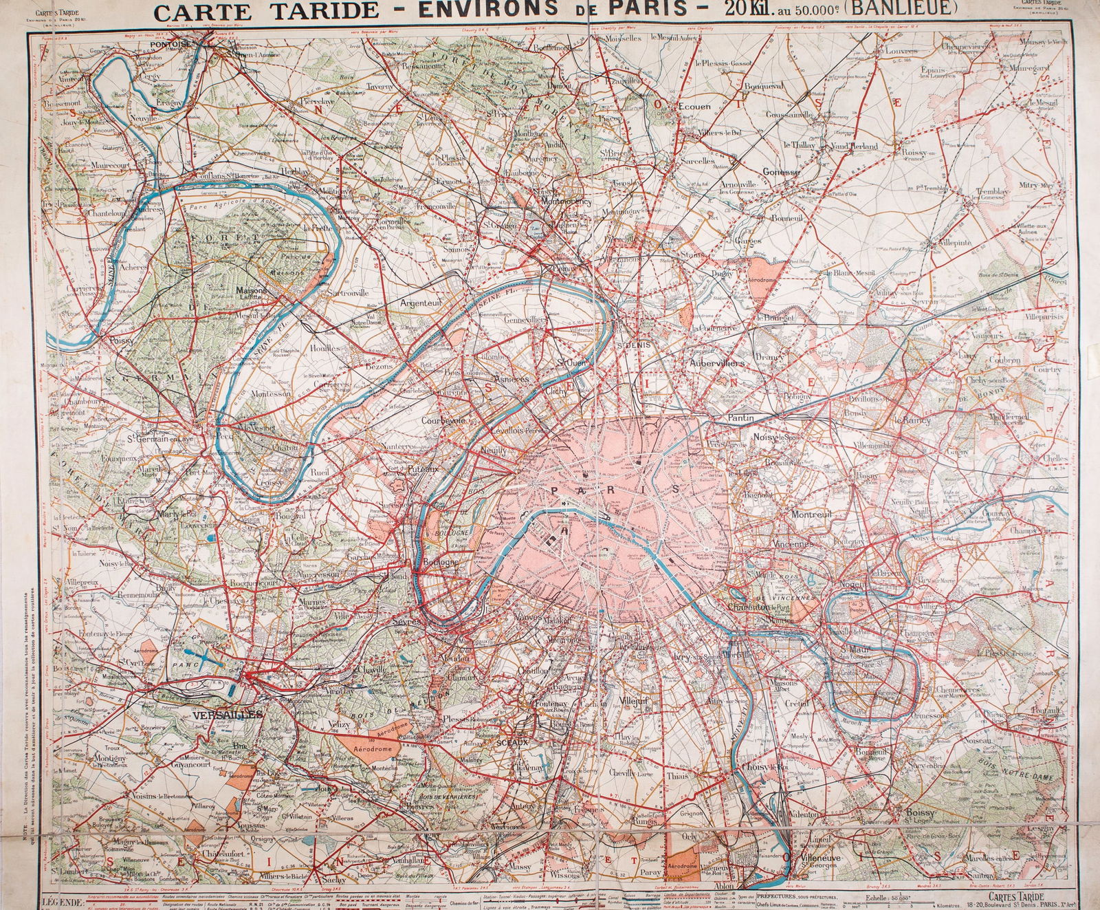 Environs de Paris detailed roadmap Tarride (surrending ) 13 miles around - 2