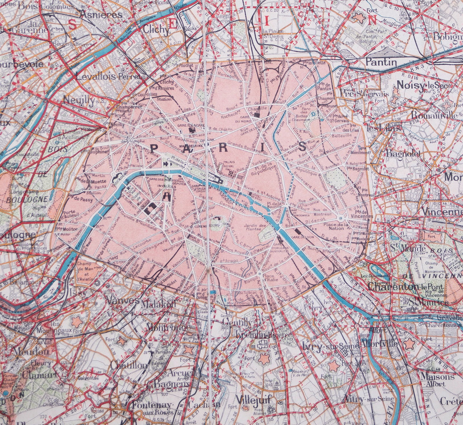 Environs de Paris detailed roadmap Tarride (surrending ) 13 miles around - 3