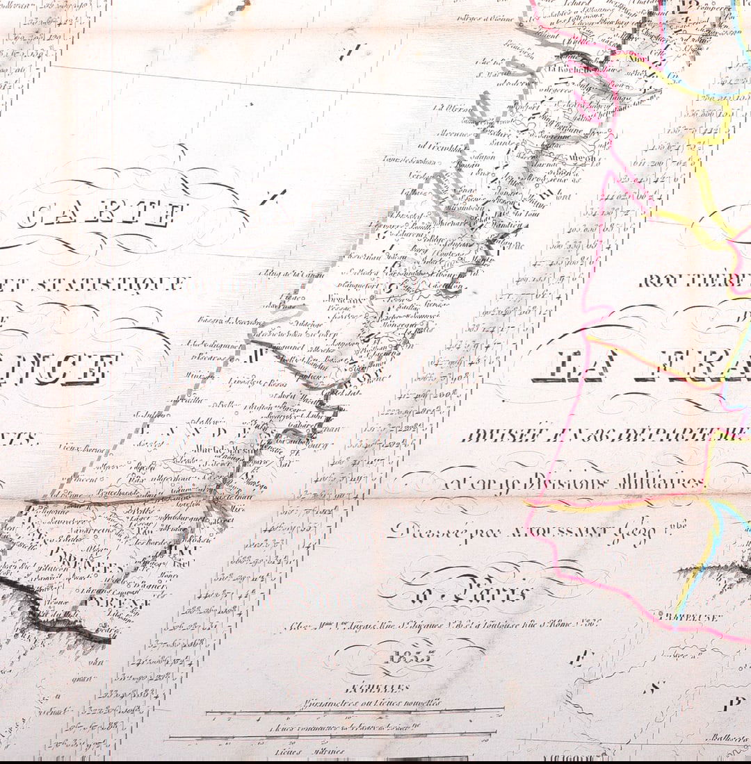 French road map of France published by Avar Toussaint 1833 - 3