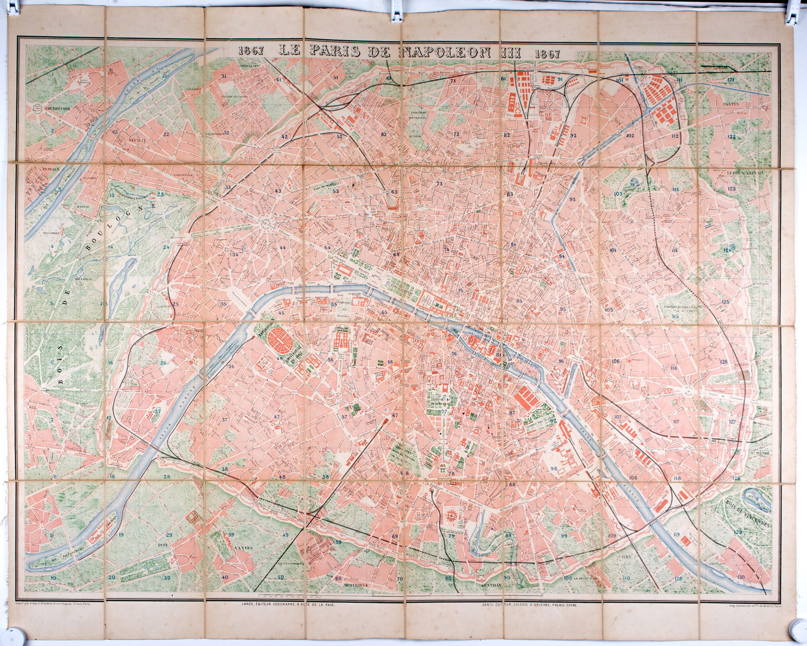Nouveau plan de Paris 1867 by Lanee Editeur-Geographer - 2