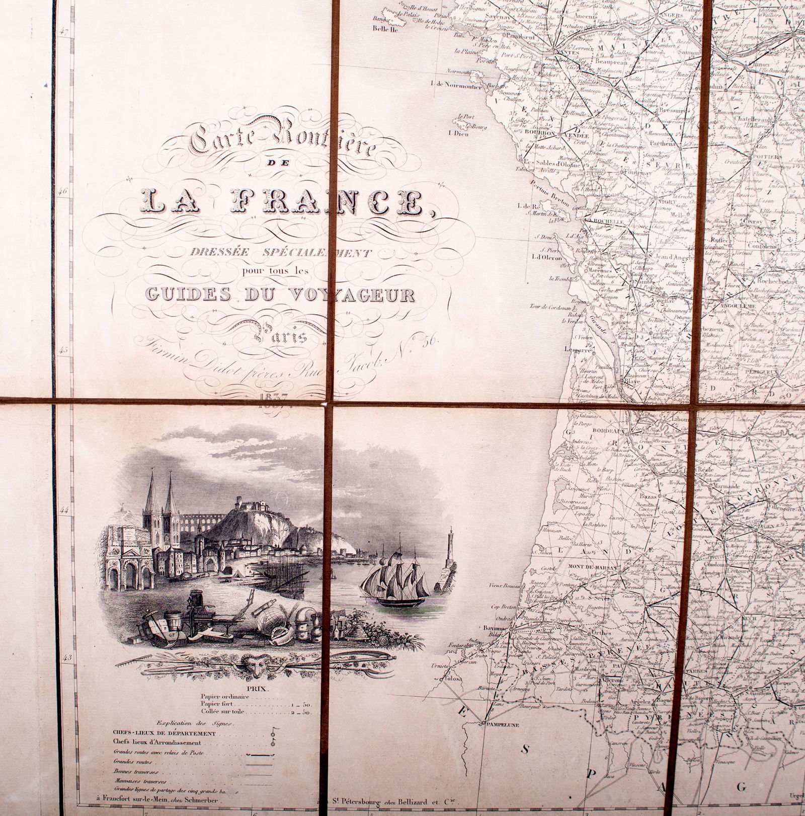 French map of France road map Logerot Paris 1837 , Fremin geogra - 3