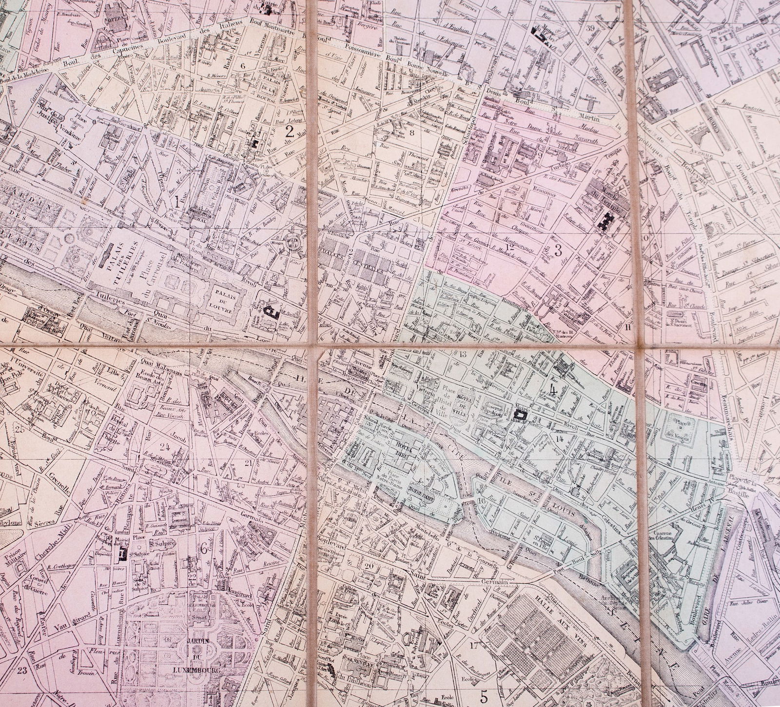 1882 Andriveau Goujon Folding Wall Map of Paris, France - 4