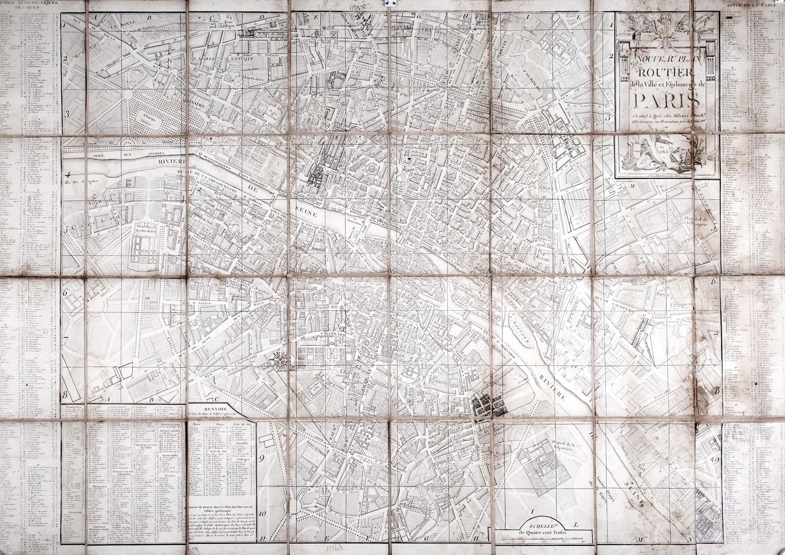 large French map of Paris plan routier de la Ville et faubourg 1785 - 3