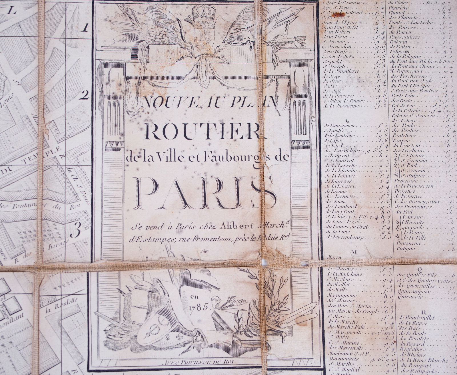 large French map of Paris plan routier de la Ville et faubourg 1785 - 4