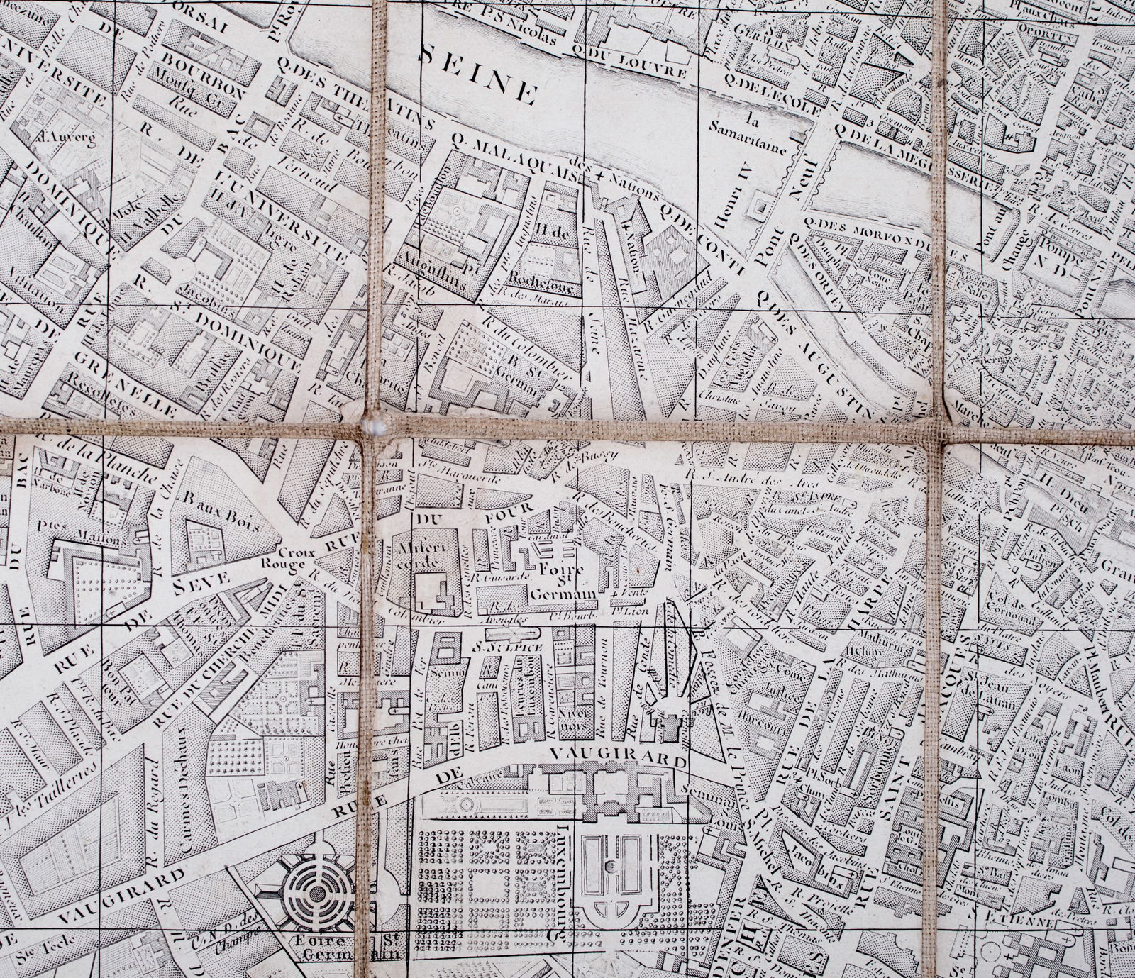 large French map of Paris plan routier de la Ville et faubourg 1785 - 5