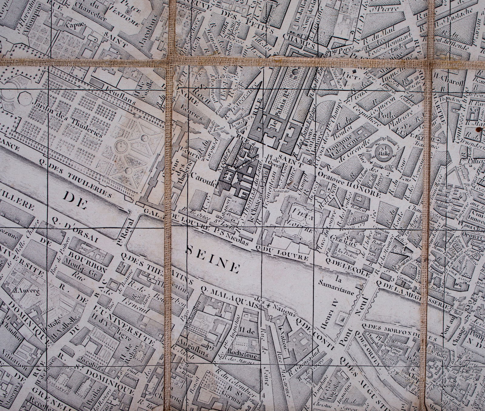 large French map of Paris plan routier de la Ville et faubourg 1785 - 6
