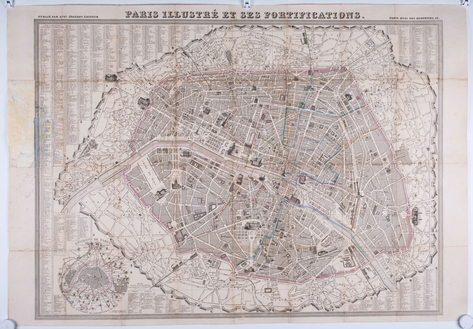 French Paris map Logerot Paris 1843/1847 with fortification: Title: French Paris map Logerot Paris 1843/1847 with fortification Description: large French map of Paris circa 1861 edited by “Logerot 55 quai des Augustine ” little is know about this pu
