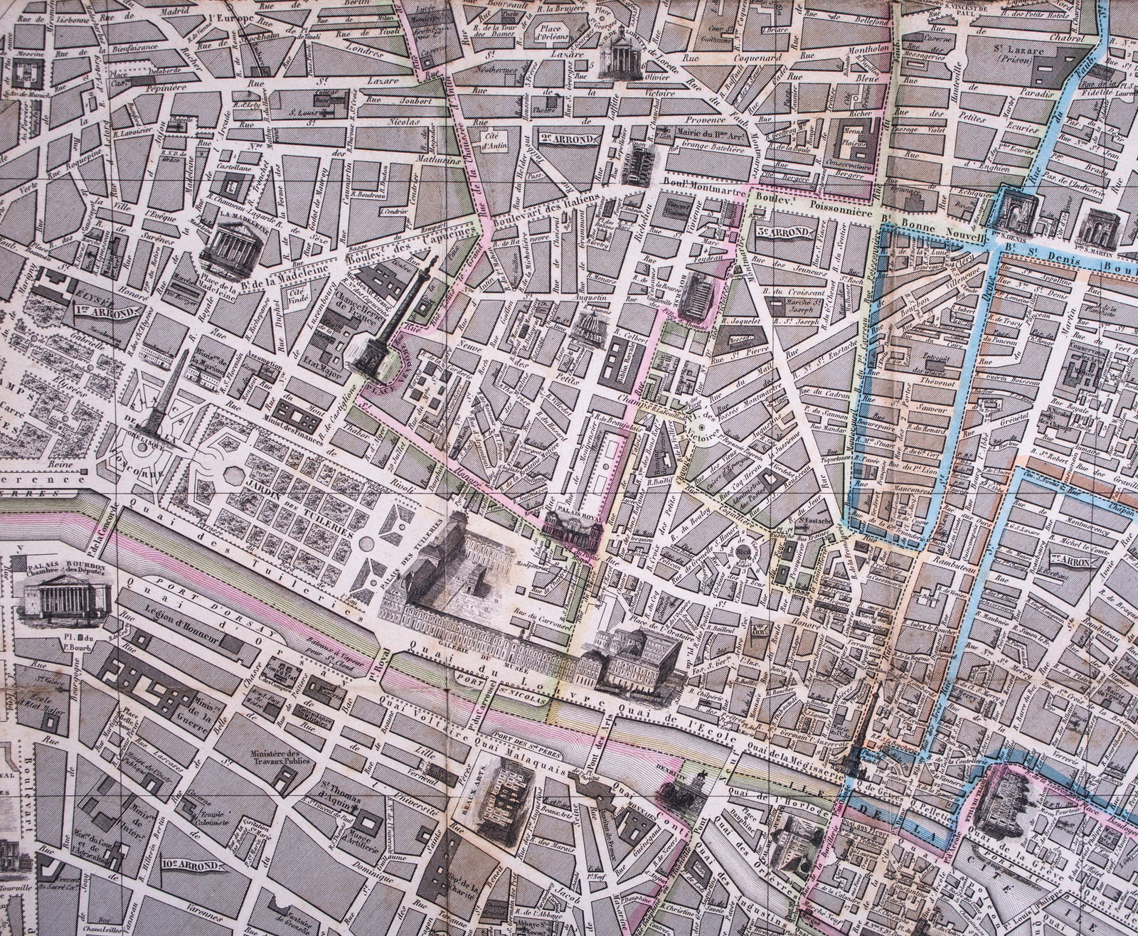 French Paris map Logerot Paris 1843/1847 with fortification - 3