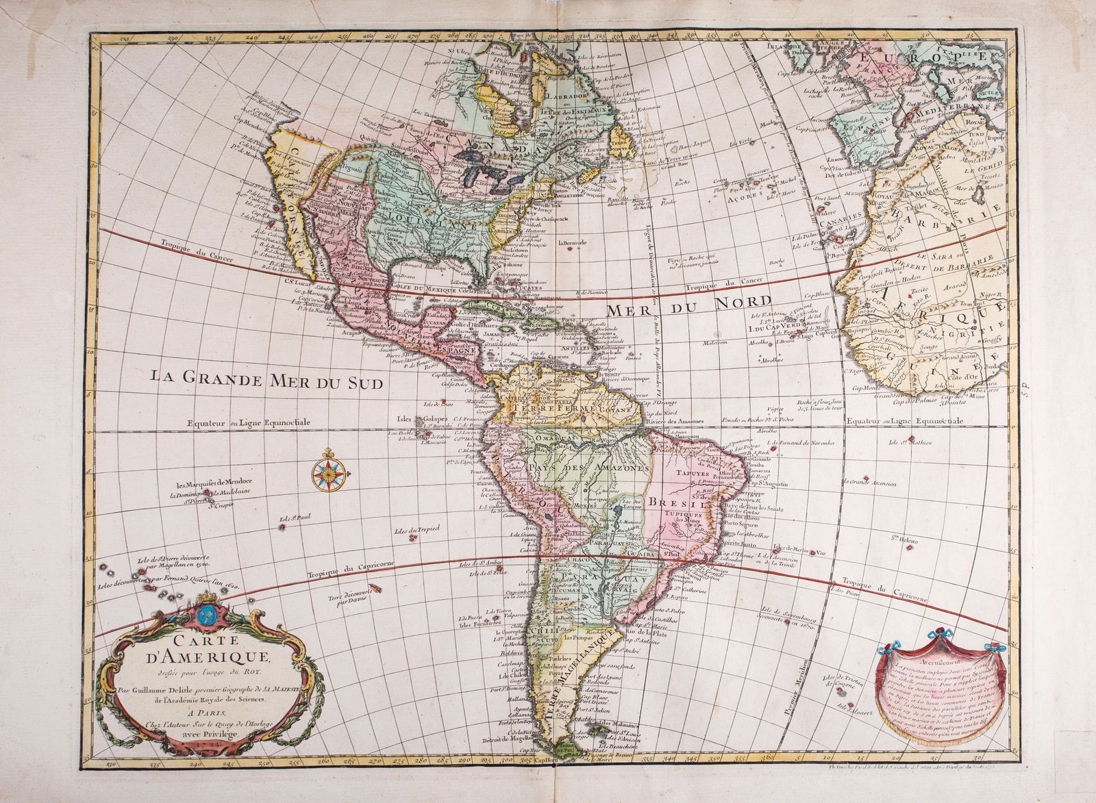 De L'ISLE/ BUACHE, Ph. Map of America drawn up for the use of the King1722 (1 of 1)